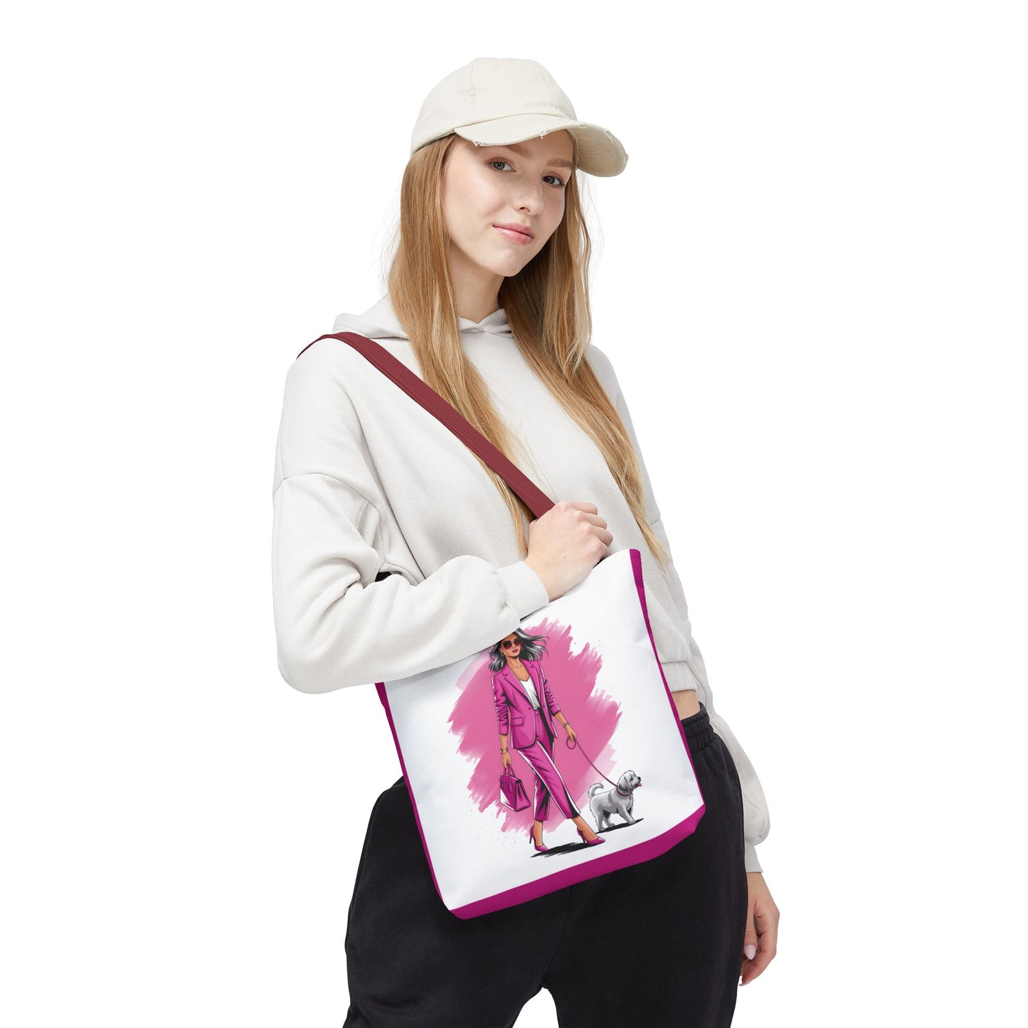 Chic Dog Walker Tote Bag, Fashionable Tote, Pink Tote, Pet Lover Gift, Stylish Shopping Bag, Daily Use Bag, Trendy Handbag