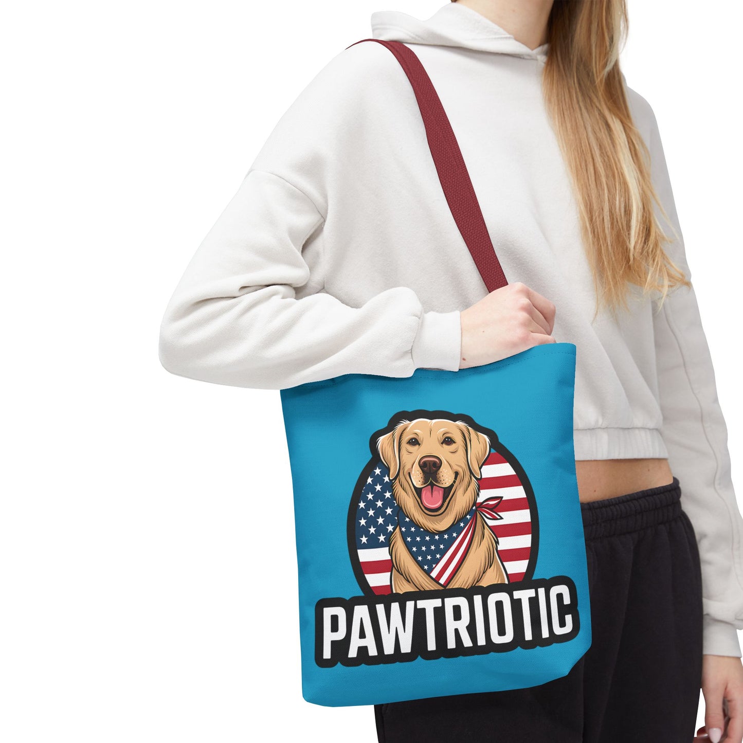 Pawtrotic Tote Bag, Dog Lover's Accessory, Patriotic Dog Tote, Animal Appreciation Gift, Fourth of July Celebration