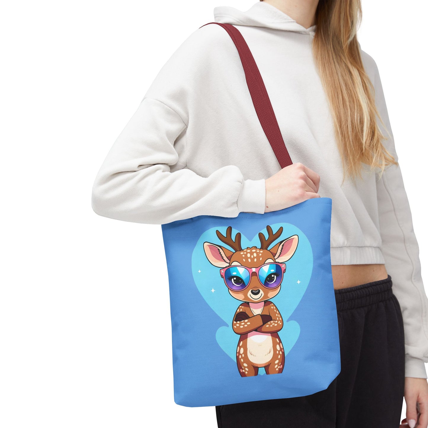 Whimsical Deer Tote Bag, Cute Animal Bag, Eco-Friendly Shopper, Adventurer Gift, Kids Bag, Animal Lover Gift, Cartoon Design