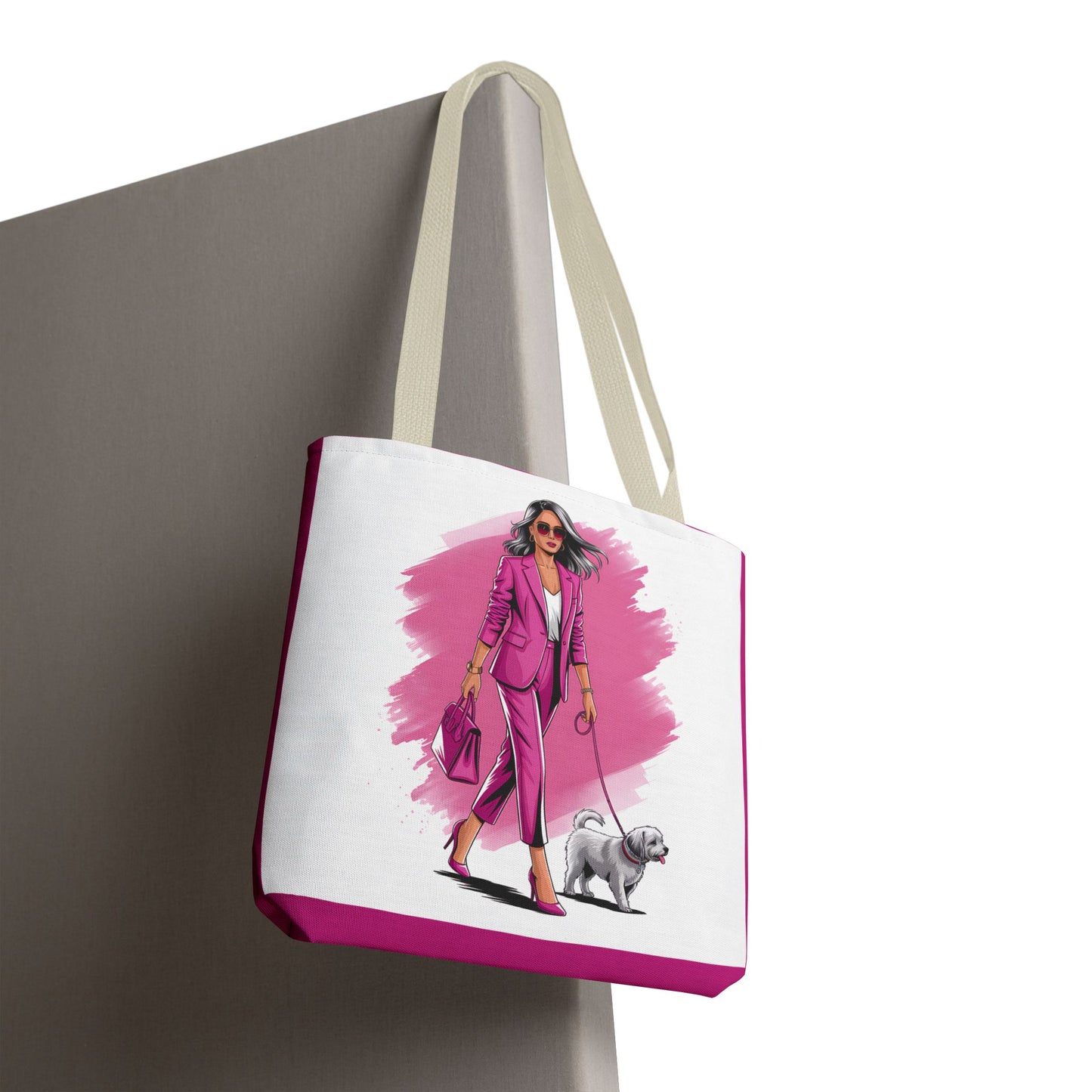 Chic Dog Walker Tote Bag, Fashionable Tote, Pink Tote, Pet Lover Gift, Stylish Shopping Bag, Daily Use Bag, Trendy Handbag