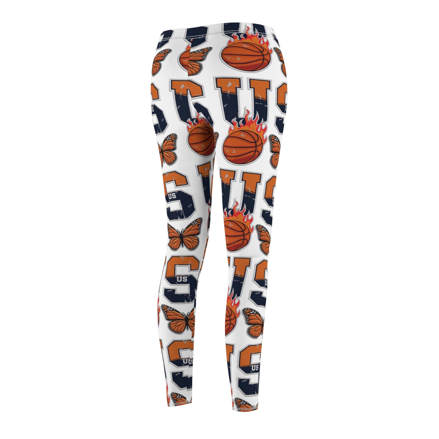 Women's Casual Leggings with Butterfly and Basketball Design