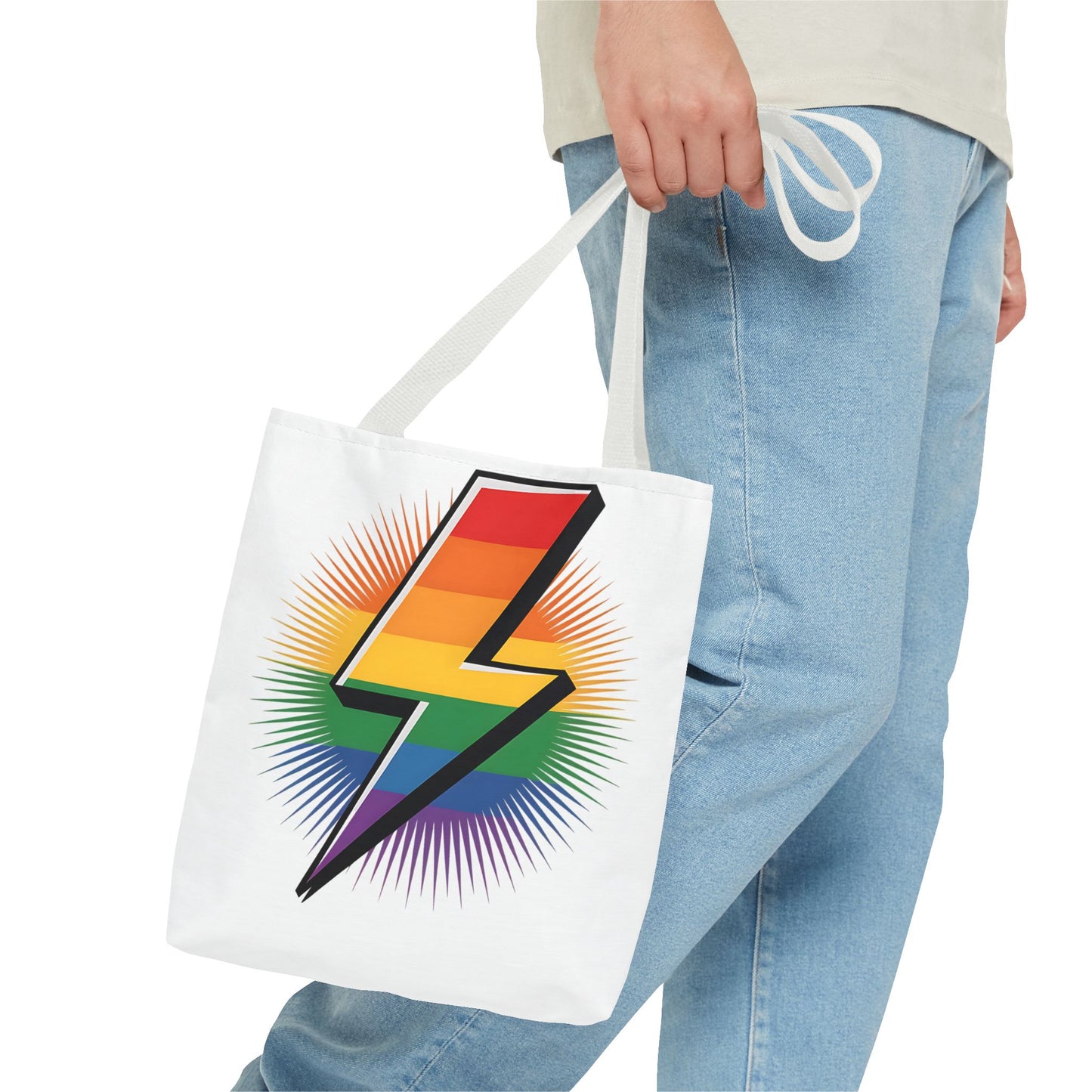 Rainbow Lightning Tote Bag - Vibrant Stylish Eco-Friendly Carryall
