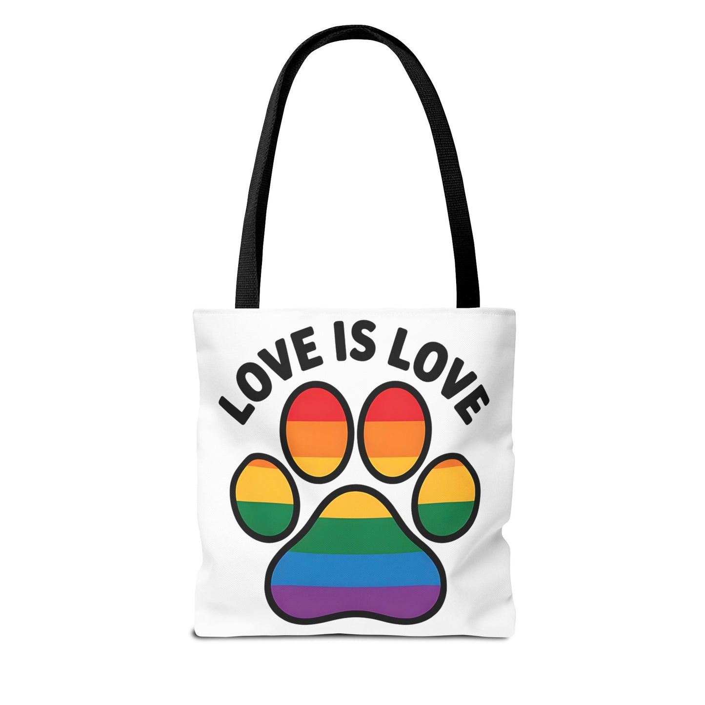 Pride Love Is Love Tote Bag – Colorful Paw Print Design