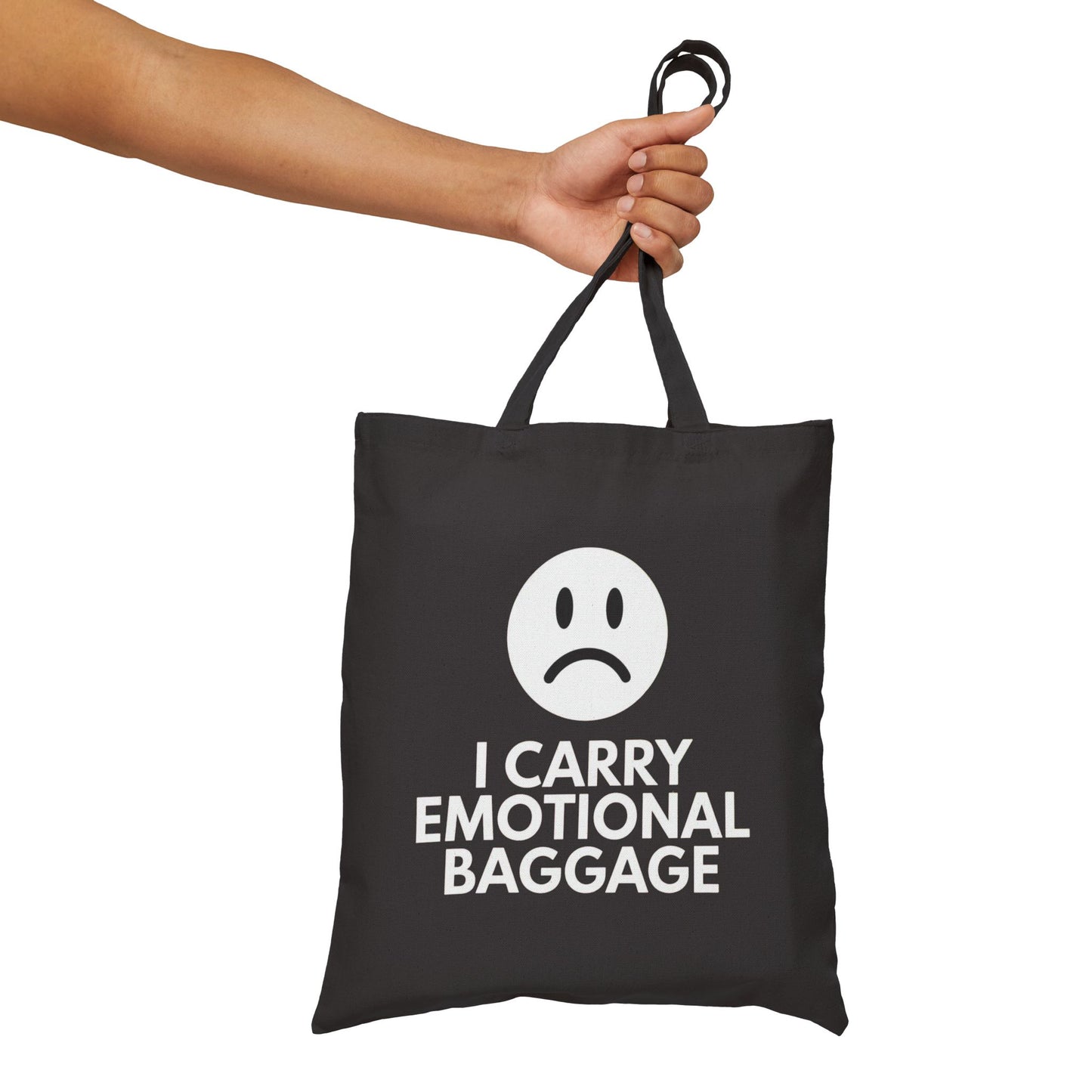 Sad Face Cotton Canvas Tote Bag, Reusable Shopping Bag, Cute Eco-Friendly Gift, Minimalist Design, Everyday Carrier