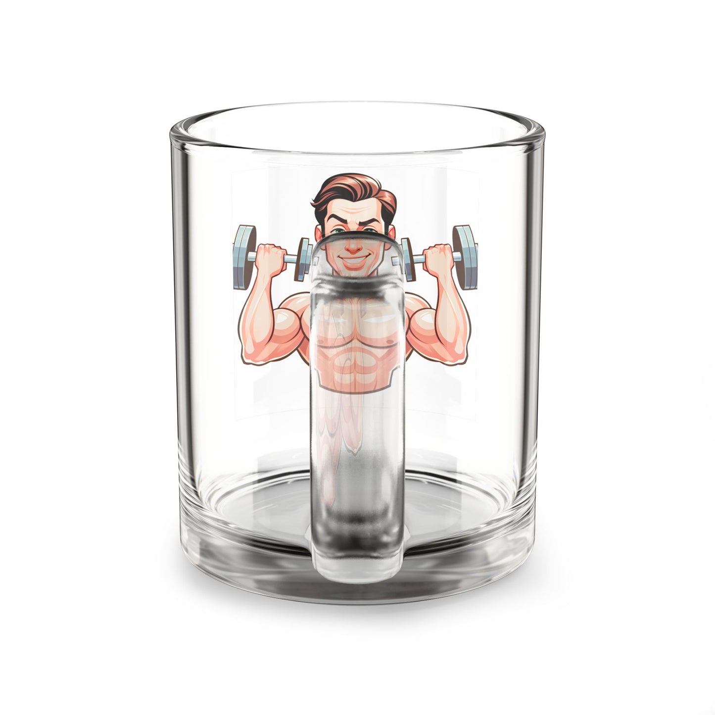 Fitness Motivation Glass Mug - 10oz with Weightlifter Design