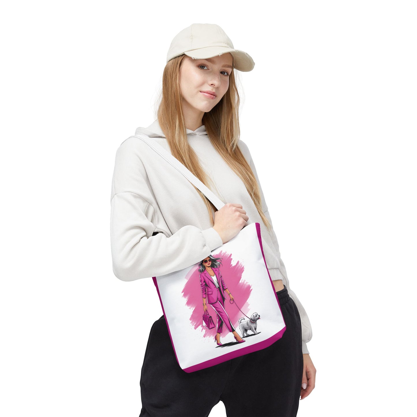 Chic Dog Walker Tote Bag, Fashionable Tote, Pink Tote, Pet Lover Gift, Stylish Shopping Bag, Daily Use Bag, Trendy Handbag