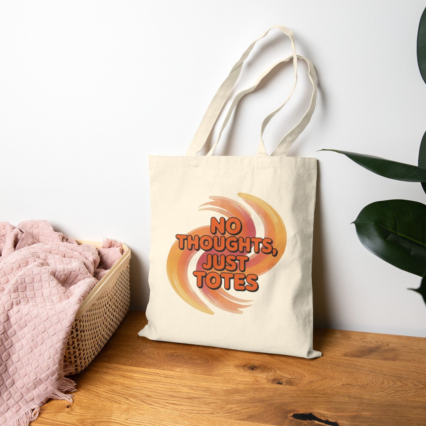No Thoughts, Just Totes Cotton Canvas Tote Bag | Eco-Friendly Shopping Bag, Gift for Friend, Carryall, Beach Bag, Market Tote