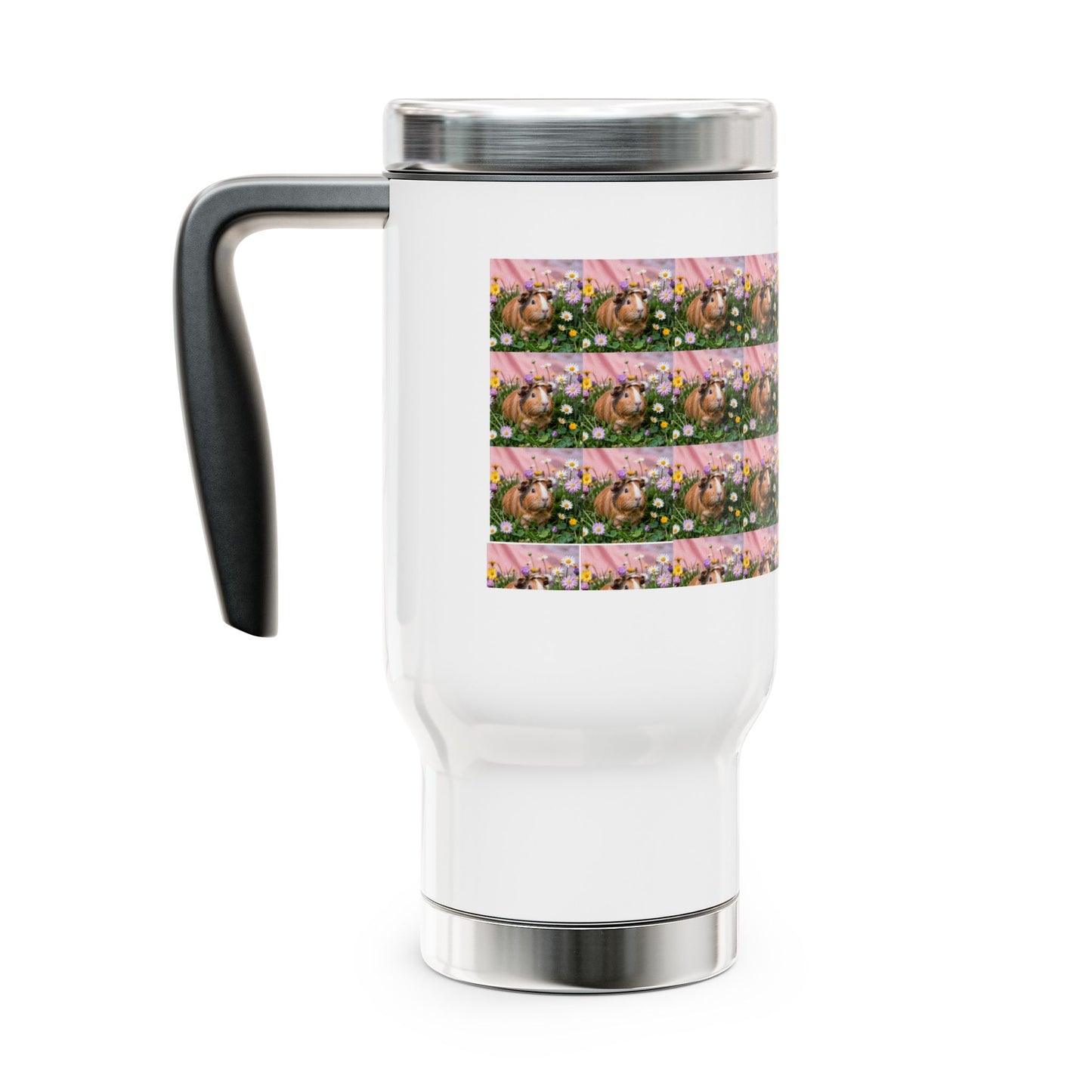 Floral Stainless Steel Travel Mug with Handle - 14oz