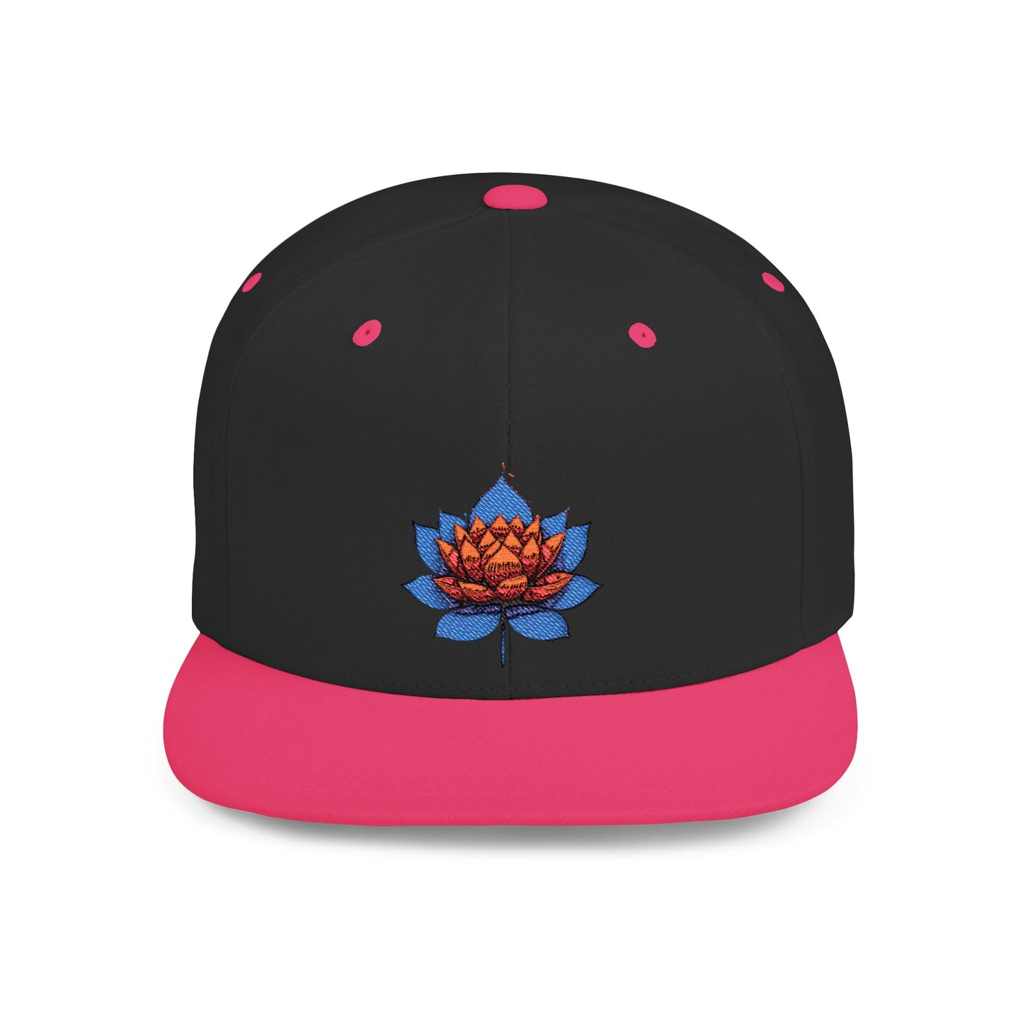Lotus Flower Flat Bill Snapback Cap - Stylish & Versatile