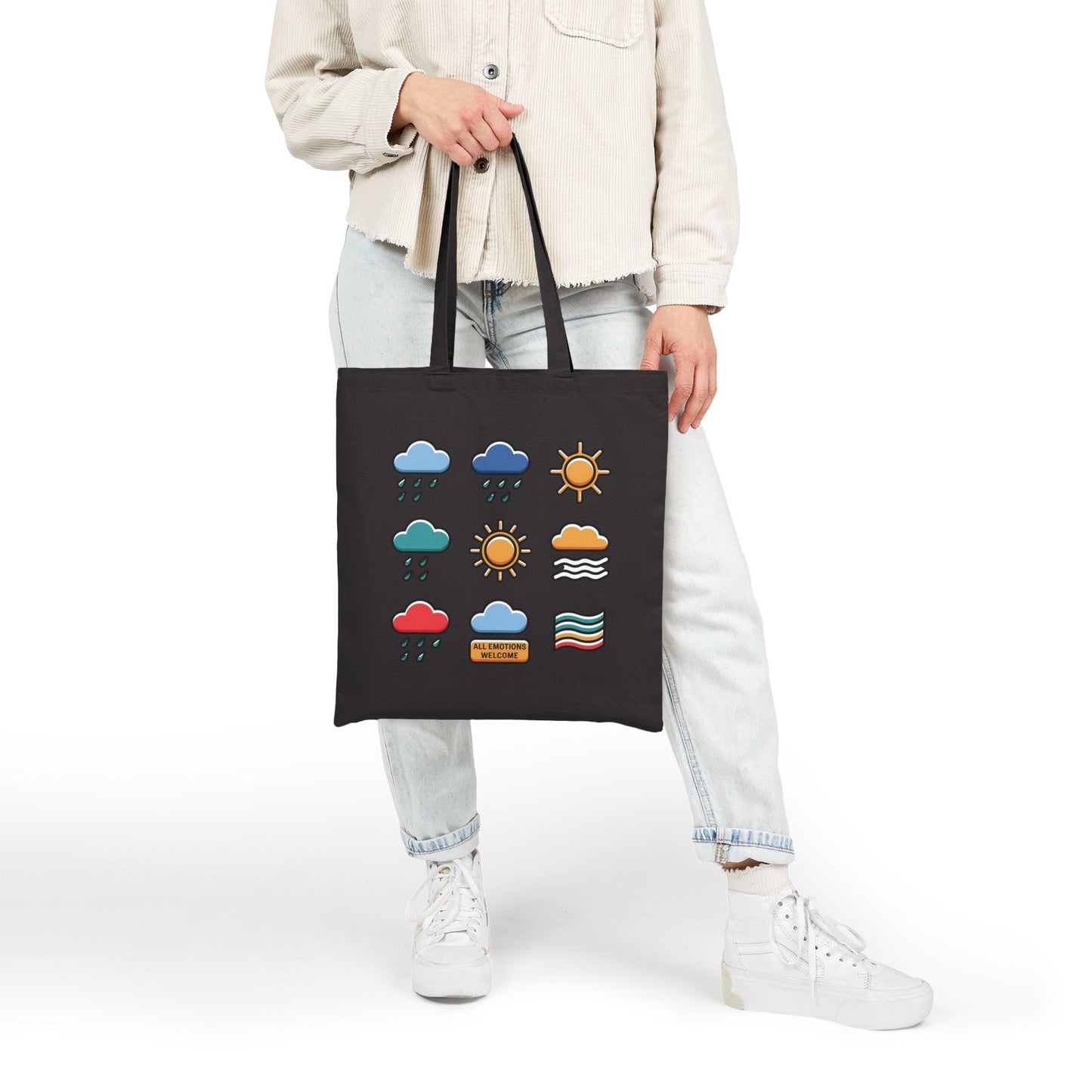 Sunny Days Cotton Canvas Tote Bag, Eco-Friendly Shopping Bag, Beach Day Tote, Weather Vibes Bag, Gift for Nature Lovers