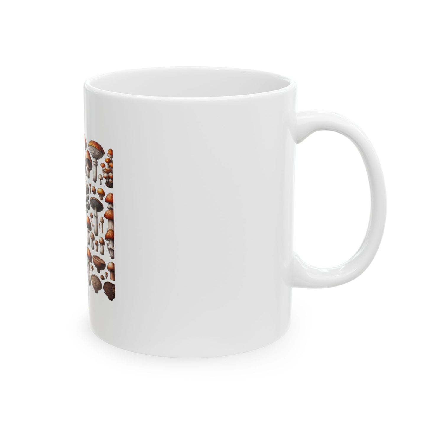 Mushroom Print Ceramic Mug - 11oz & 15oz - Nature-Inspired Coffee Cup