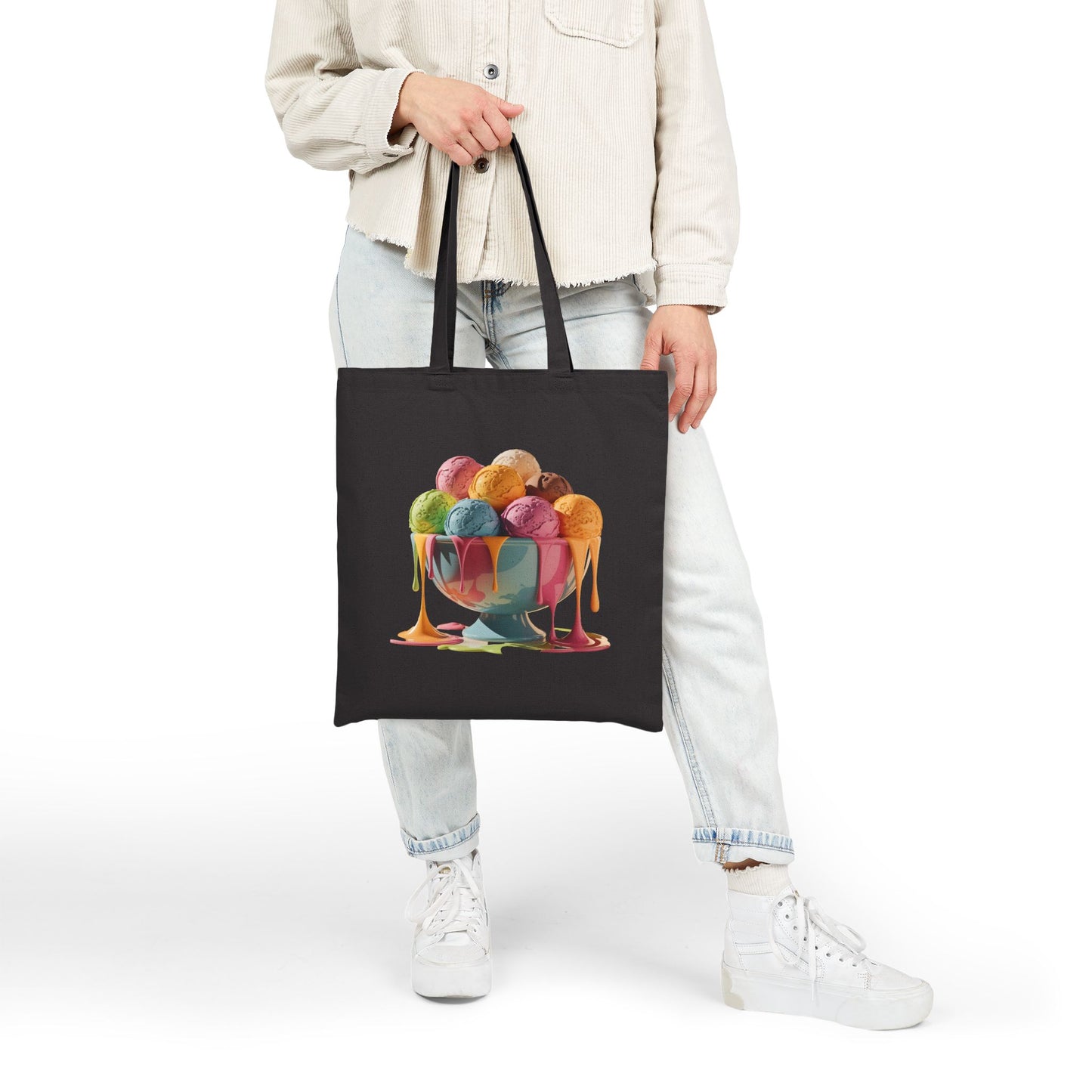 Colorful Ice Cream Tote Bag, Eco-Friendly Shopping Bag, Summer Gift, Beach Bag, Unique Grocery Tote, Fun Picnic Accessory