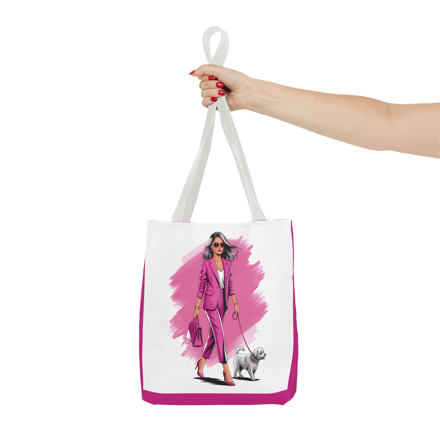 Chic Dog Walker Tote Bag, Fashionable Tote, Pink Tote, Pet Lover Gift, Stylish Shopping Bag, Daily Use Bag, Trendy Handbag