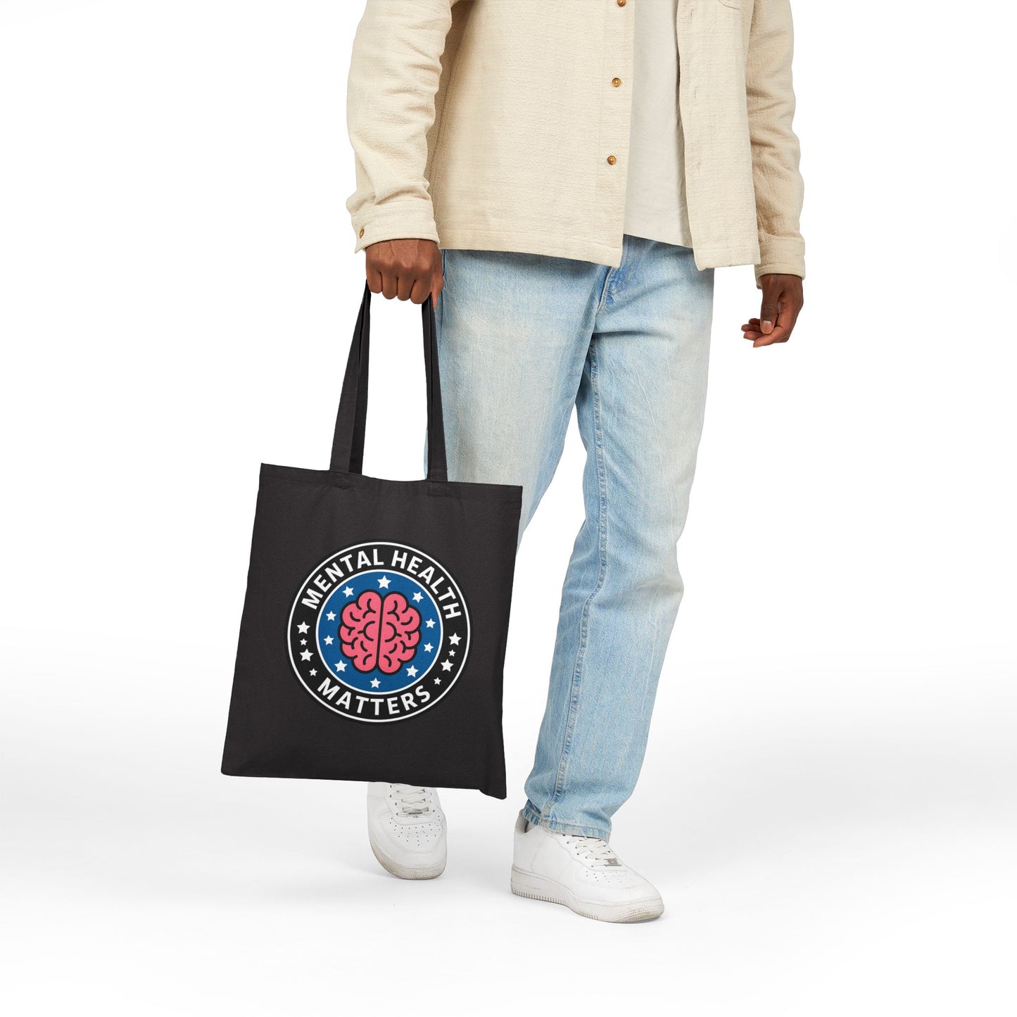 Mental Health Matters Cotton Canvas Tote Bag | Eco-Friendly, Gift for Friends, Support Mental Wellness, Sustainable Tote, Everyday Shopper