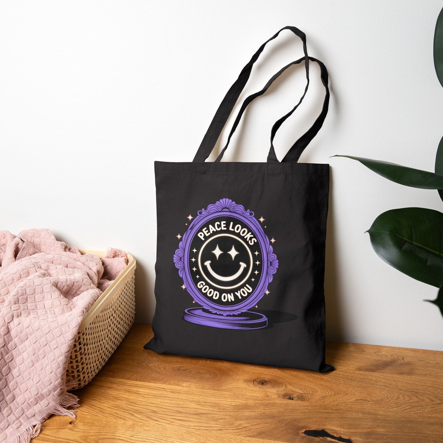 Peace Looks Good on You Tote Bag | Eco-friendly Canvas Bag | Boho Chic | Perfect Gift for Earth Day, Yoga Lovers, Trendy Shopping