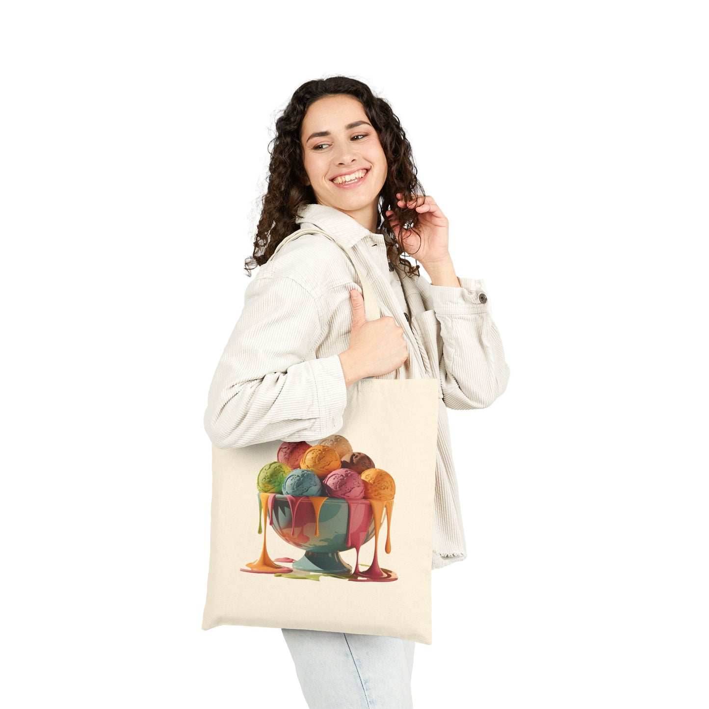 Colorful Ice Cream Tote Bag, Eco-Friendly Shopping Bag, Summer Gift, Beach Bag, Unique Grocery Tote, Fun Picnic Accessory