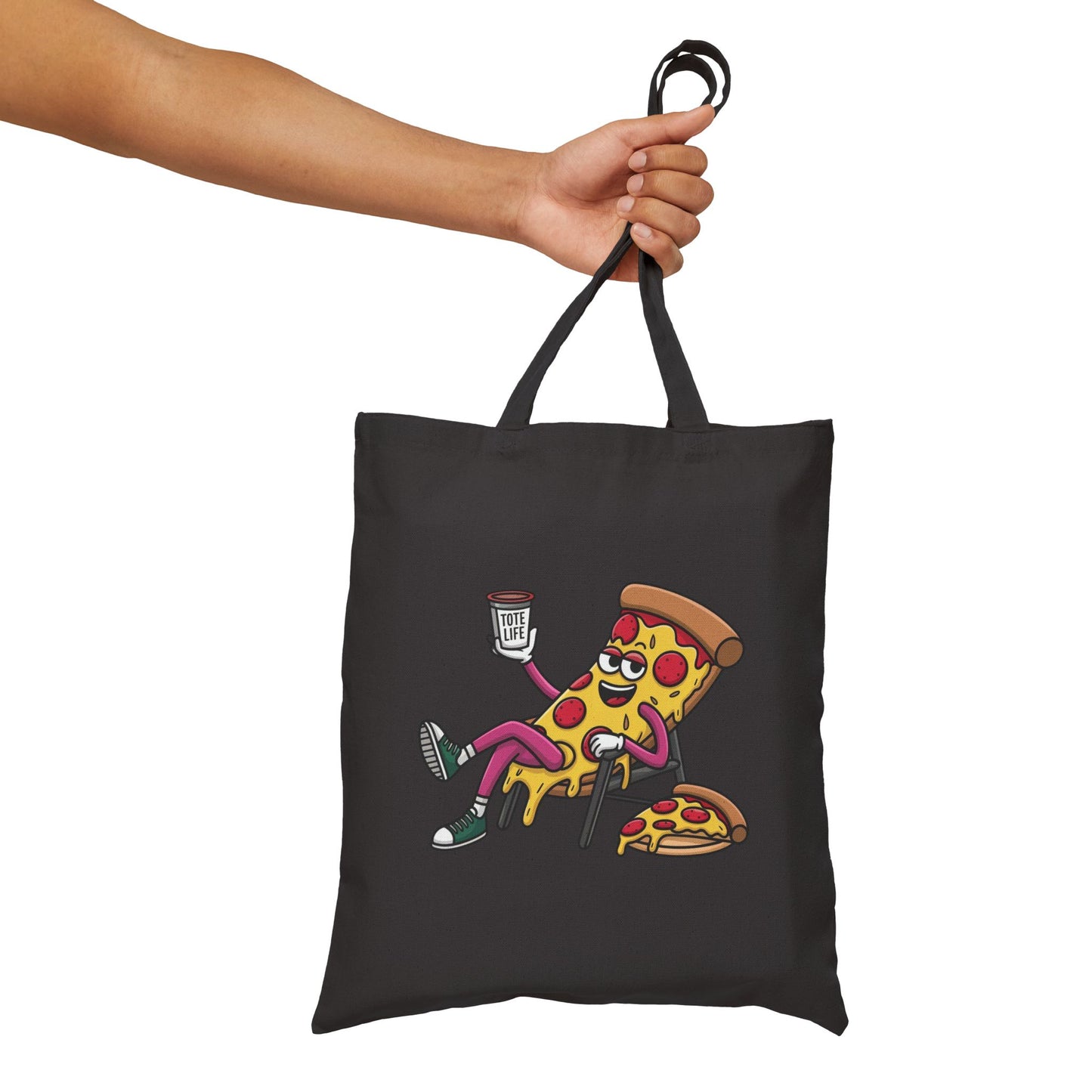 Pizza Lover's Funny Cotton Canvas Tote Bag, Durable Grocery Bag, Eco-Friendly Tote, Gift for Pizza Fans, Fun Bag for Everyday Use