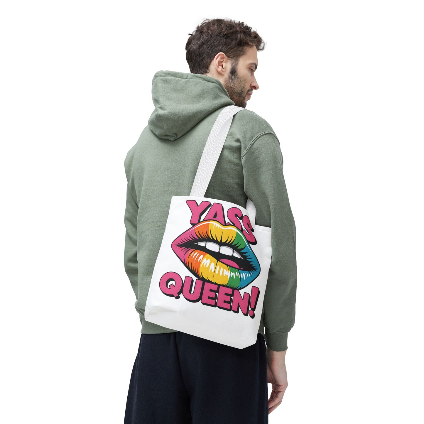 Yass Queen Tote Bag - Rainbow Lips Design for LGBTQ+ Pride and Empowerment