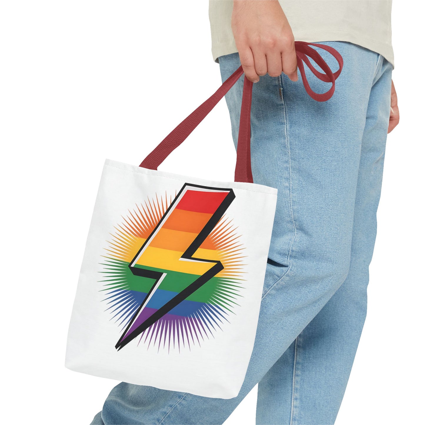 Rainbow Lightning Tote Bag - Vibrant Stylish Eco-Friendly Carryall