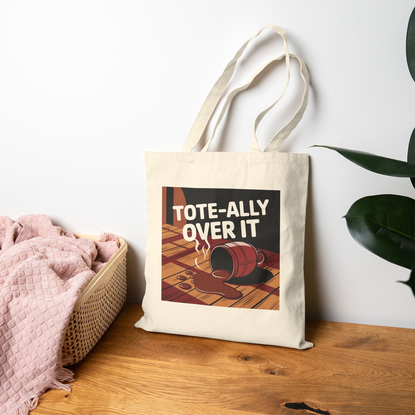 Funny Cotton Canvas Tote Bag - Tote-ally Over It - Eco-friendly, Shopping, Beach, Gift