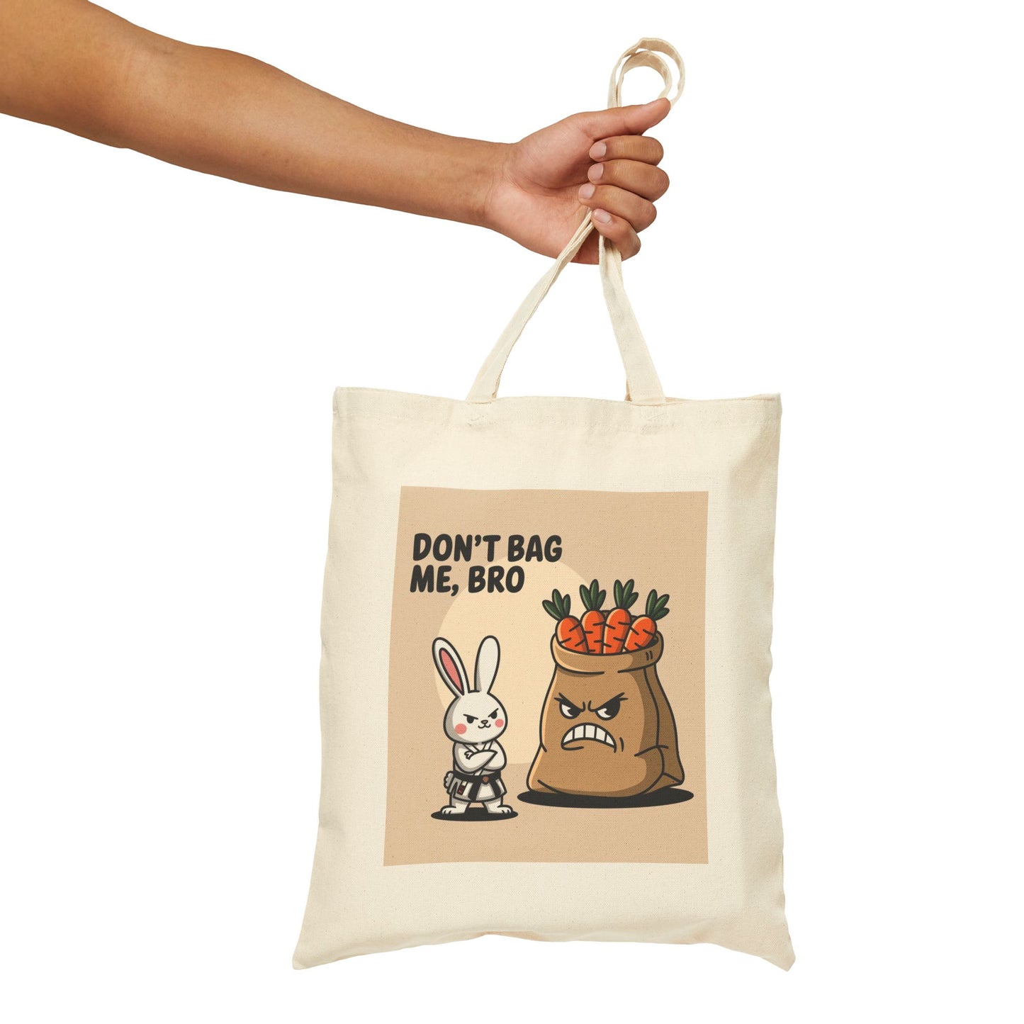 Funny Cotton Canvas Tote Bag - Don't Bag Me, Bro | Reusable Shopping Bag, Eco-Friendly Tote, Gift for Bunny Lovers, Quirky Market Bag