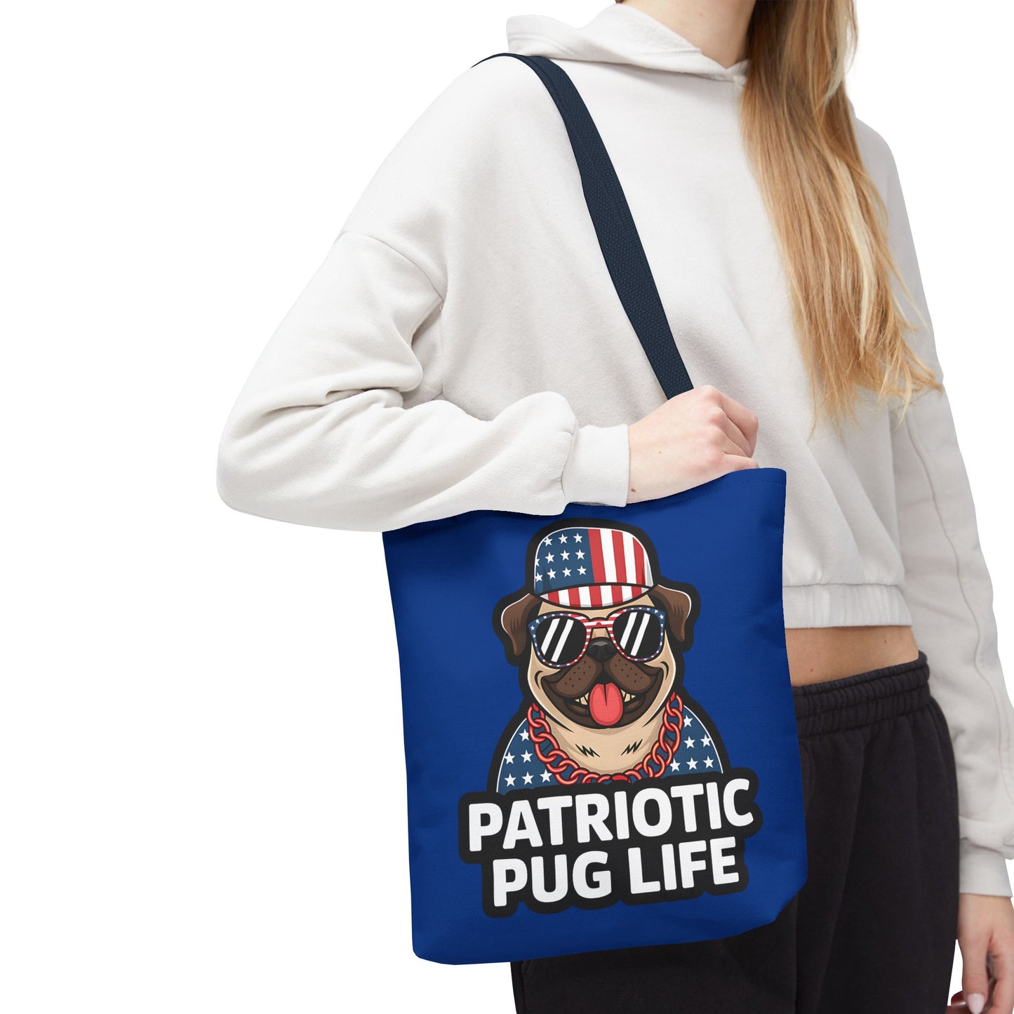 Patriotic Pug Tote Bag, Fun Dog Lover's Accessory, Perfect for Independence Day or Any Celebration