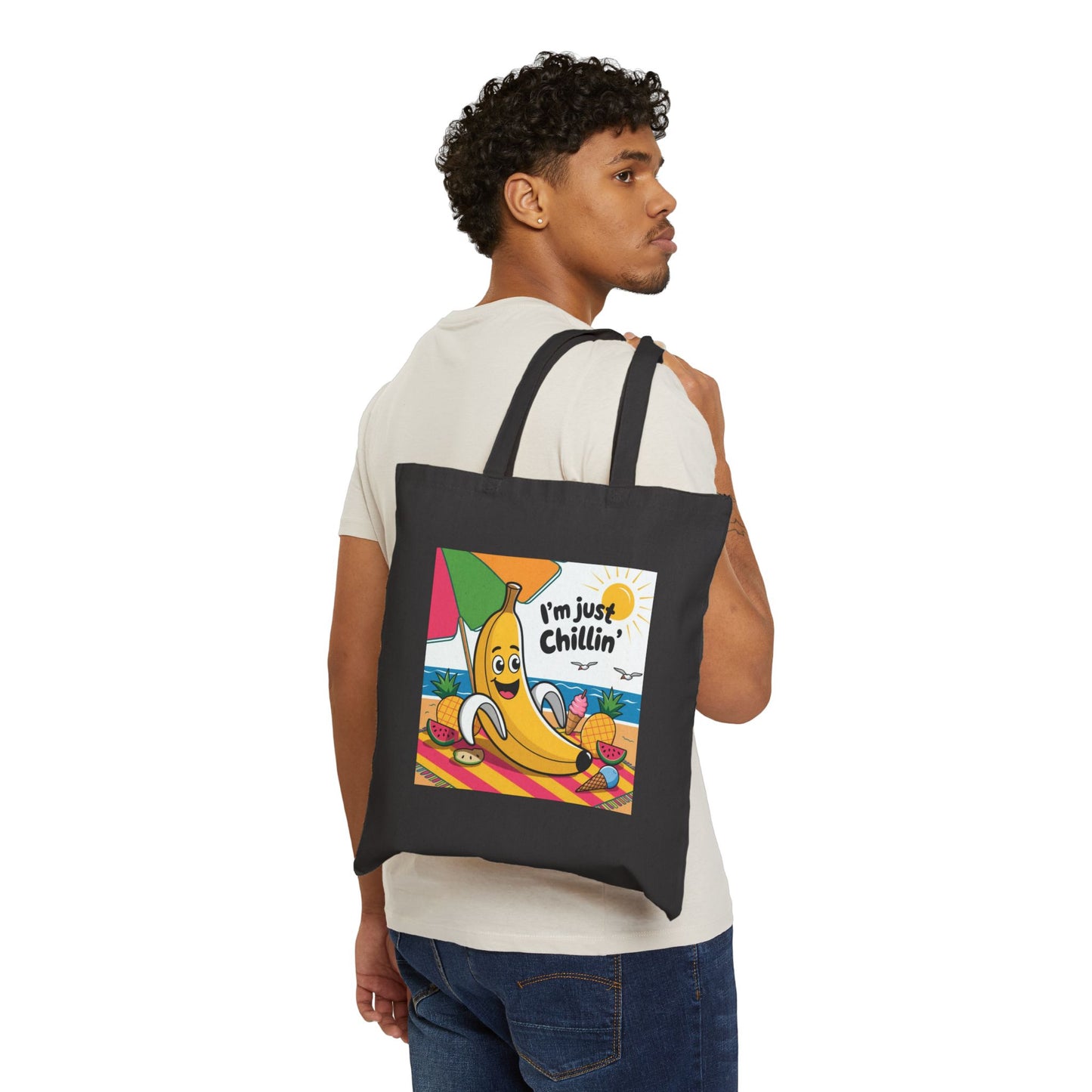 Fun Banana Tote Bag - I'm Just Chillin' Bag, Eco-Friendly Shopping Bag, Summer Beach Bag, Cute Gift for Friends, Everyday Use