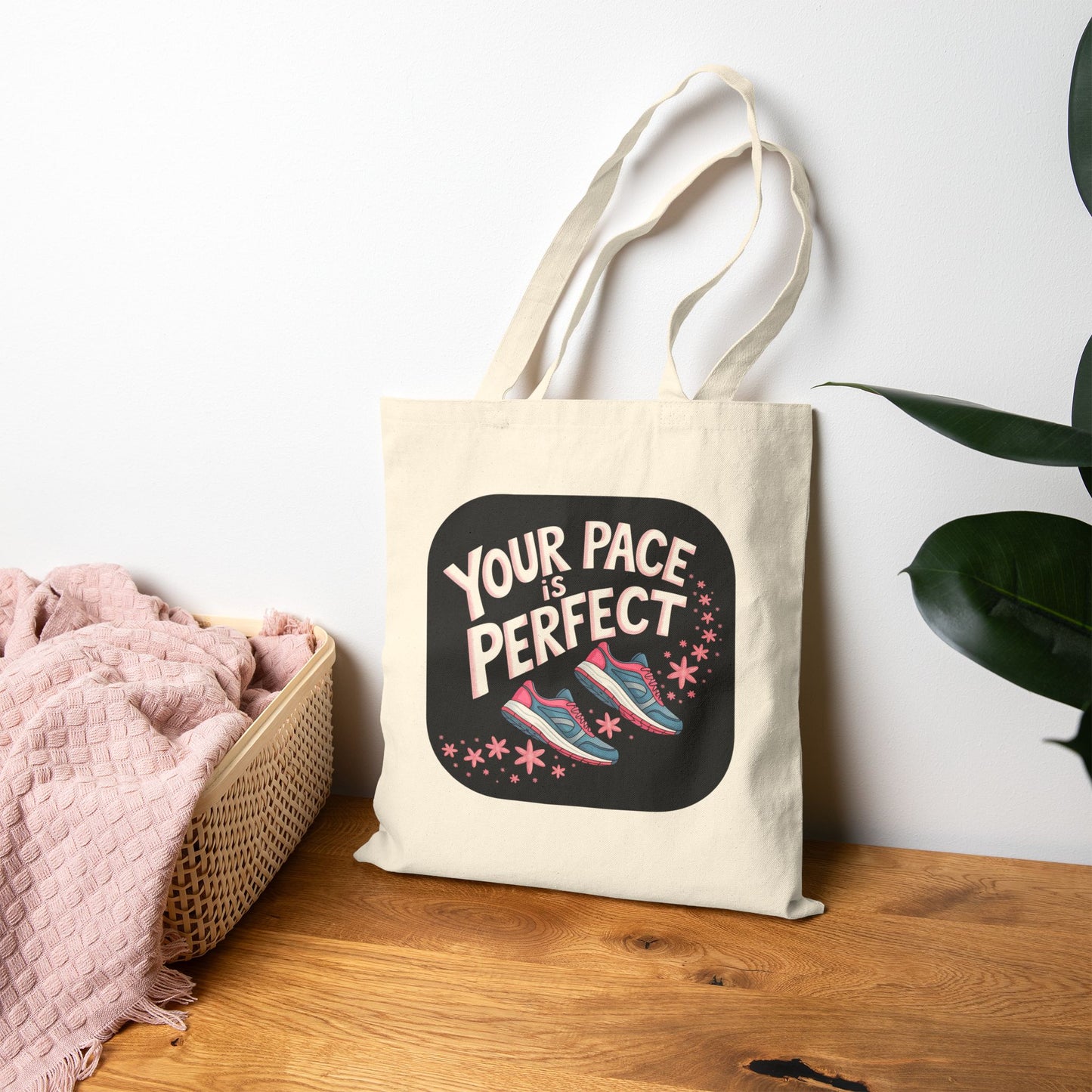 Your Pace is Perfect Tote Bag, Motivational Canvas Bag for Runners, Eco-Friendly Shopping Tote, Gym Bag, Gift for Athletes