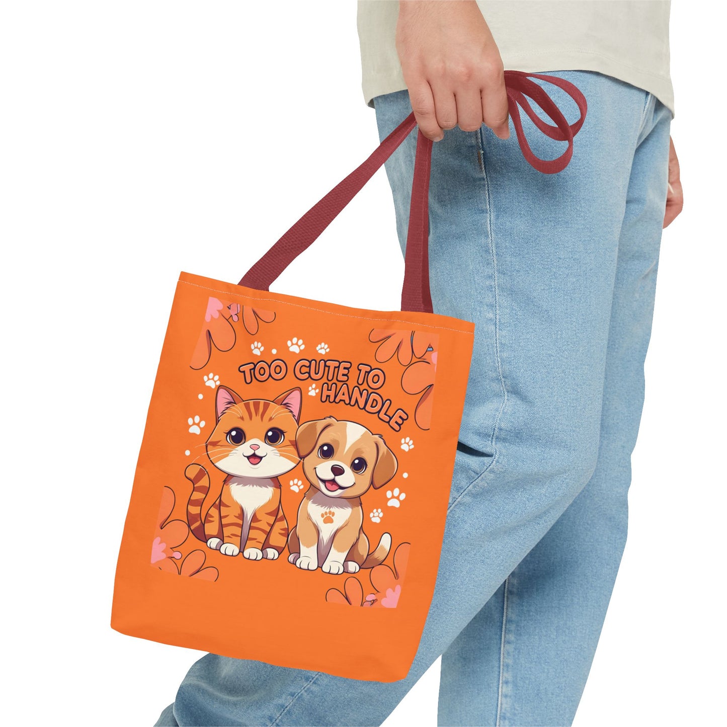 Adorable Pet Lovers Tote Bag, Cute Cat and Dog Design, Perfect Gift for Animal Lovers, Everyday Carry, Pet Adoption Day