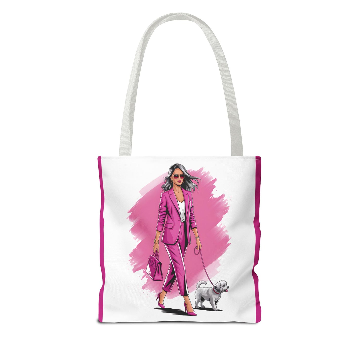 Chic Dog Walker Tote Bag, Fashionable Tote, Pink Tote, Pet Lover Gift, Stylish Shopping Bag, Daily Use Bag, Trendy Handbag