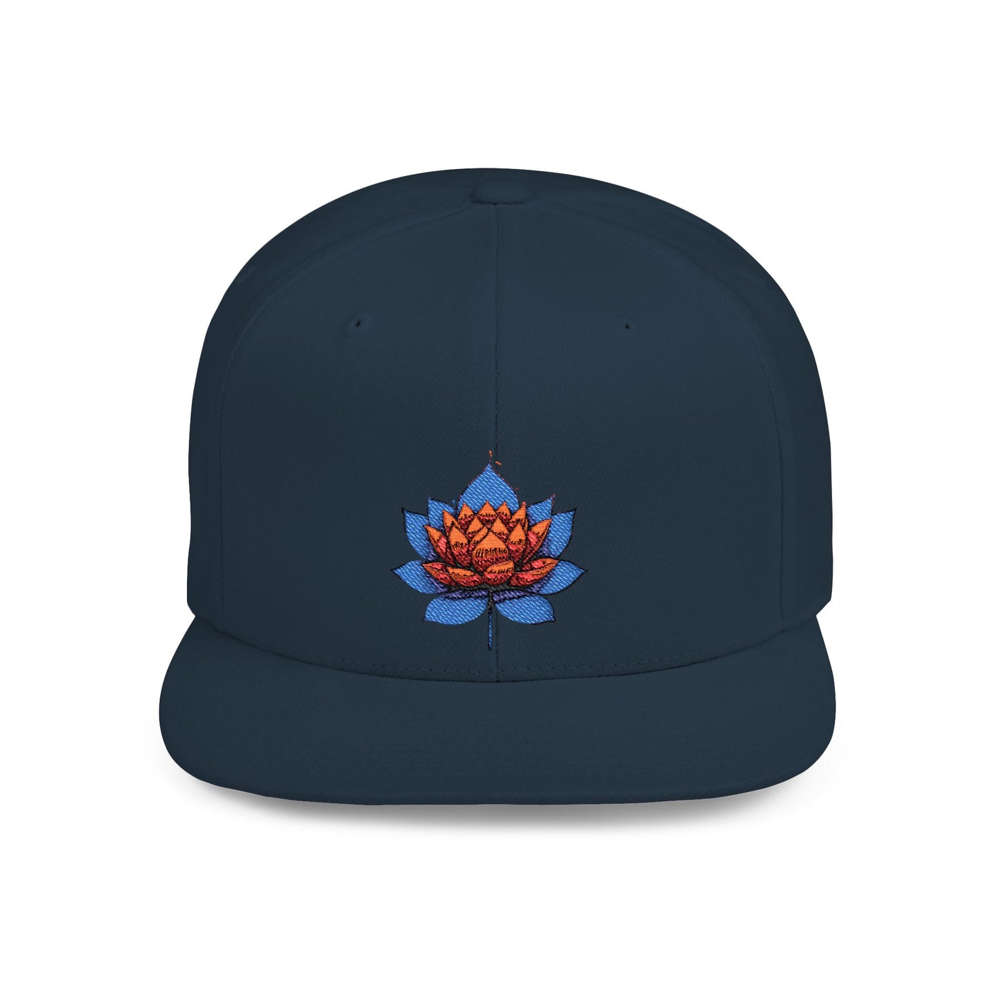 Lotus Flower Flat Bill Snapback Cap - Stylish & Versatile