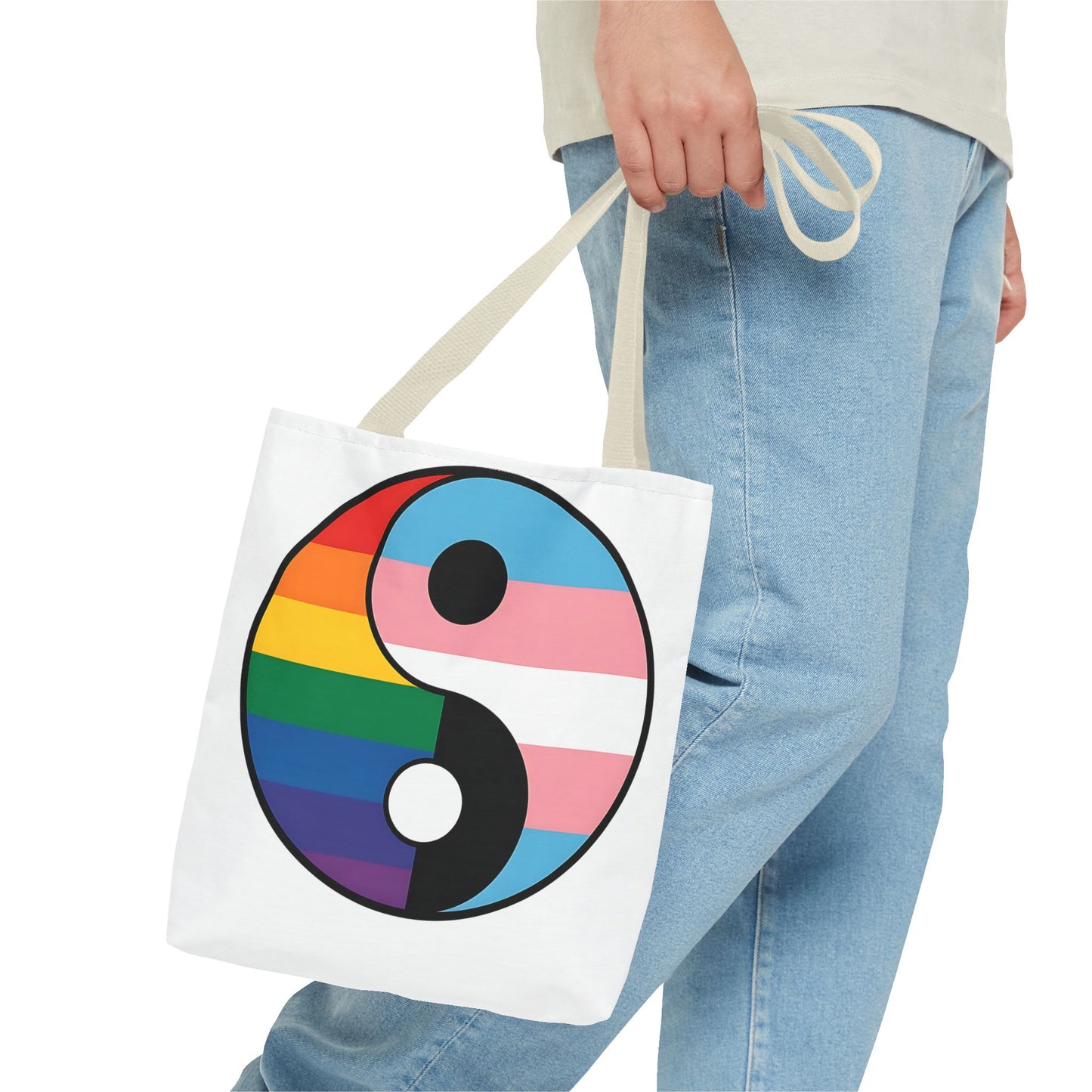 Yin Yang Pride Tote Bag - Colorful LGBTQ+ Symbol for Everyday Use