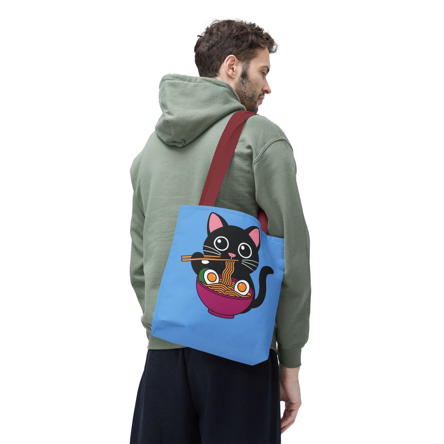 Cute Cat Noodle Tote Bag | Animal Lover Gift, Beach Bag, Shopping Tote, Foodie Accessory, Pet Lover's Bag