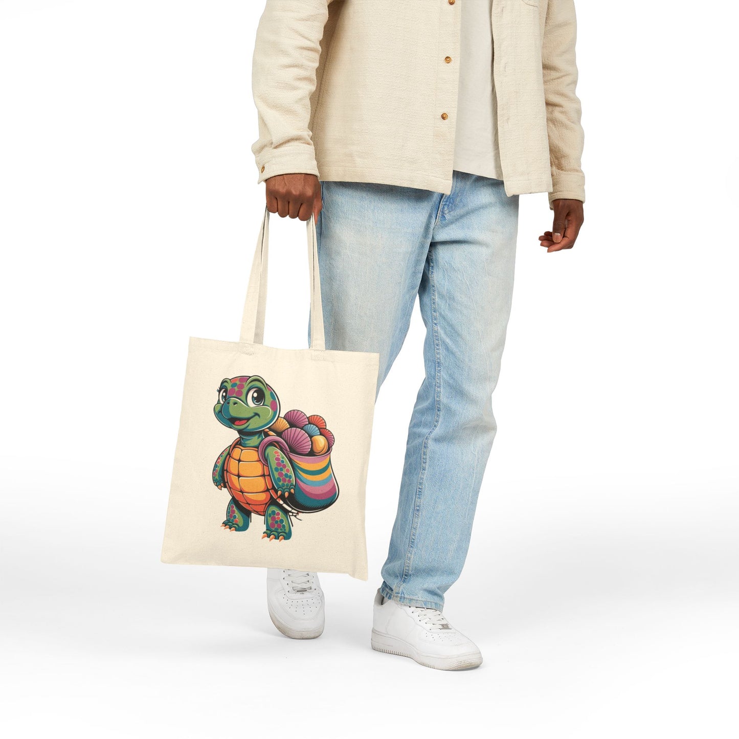 Colorful Turtle Canvas Tote Bag | Eco-Friendly Shopping, Beach Bag, Craft Tote, Gift for Nature Lovers, Earth Day Essentials