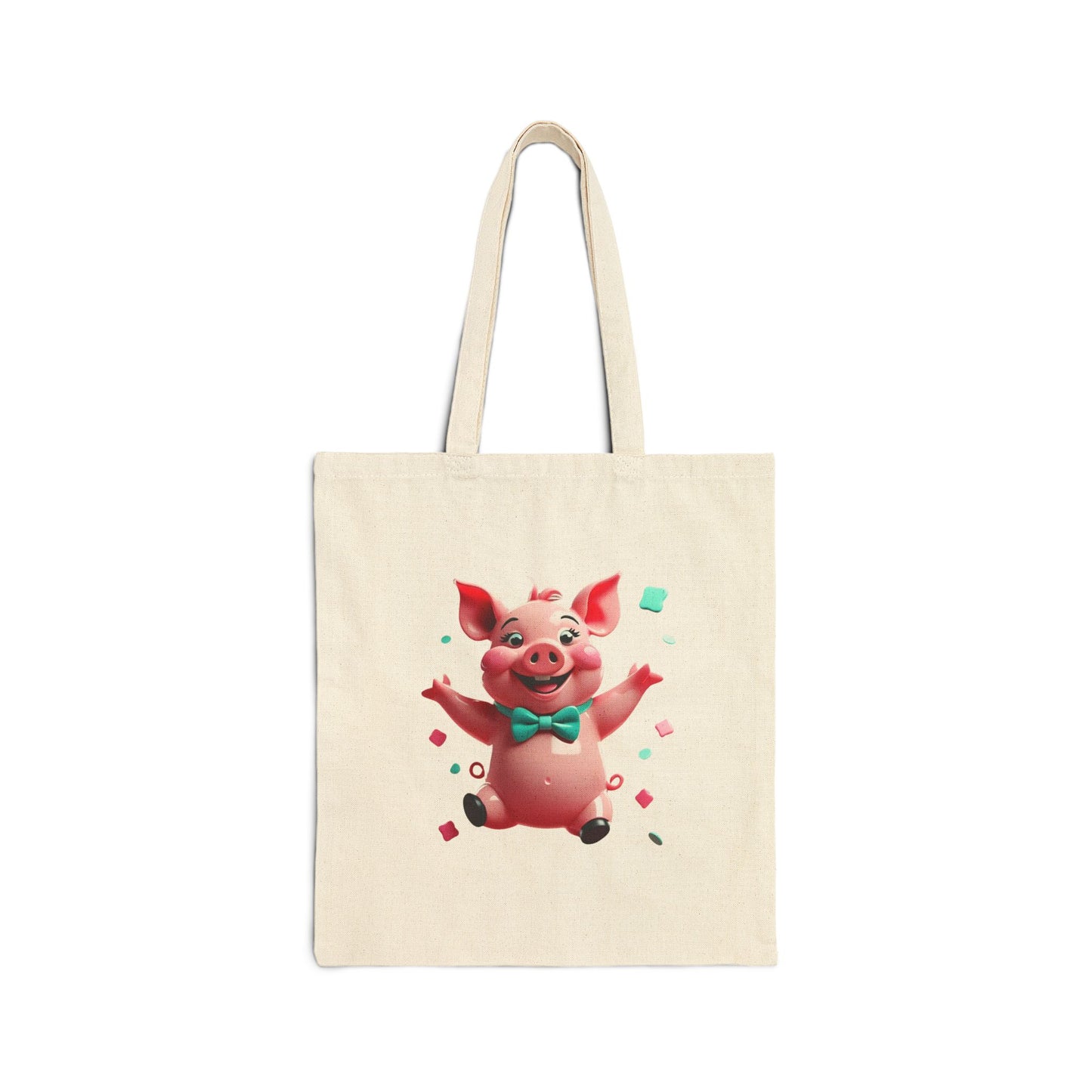 Playful Pig Canvas Tote Bag - Cute Eco-Friendly Tote for Grocery, Beach, and Everyday Use, Gifts for Pig Lovers, Birthday, Celebration