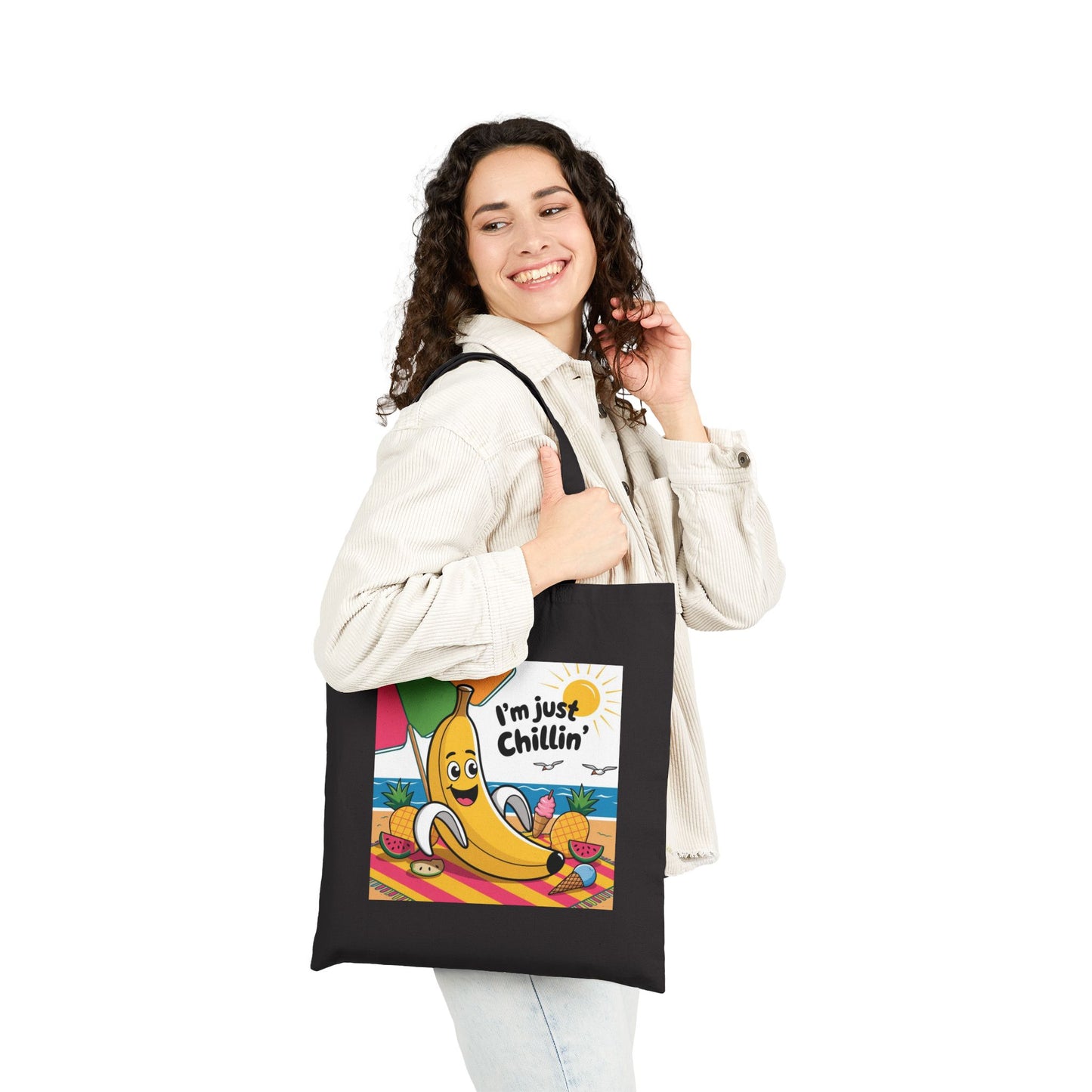 Fun Banana Tote Bag - I'm Just Chillin' Bag, Eco-Friendly Shopping Bag, Summer Beach Bag, Cute Gift for Friends, Everyday Use
