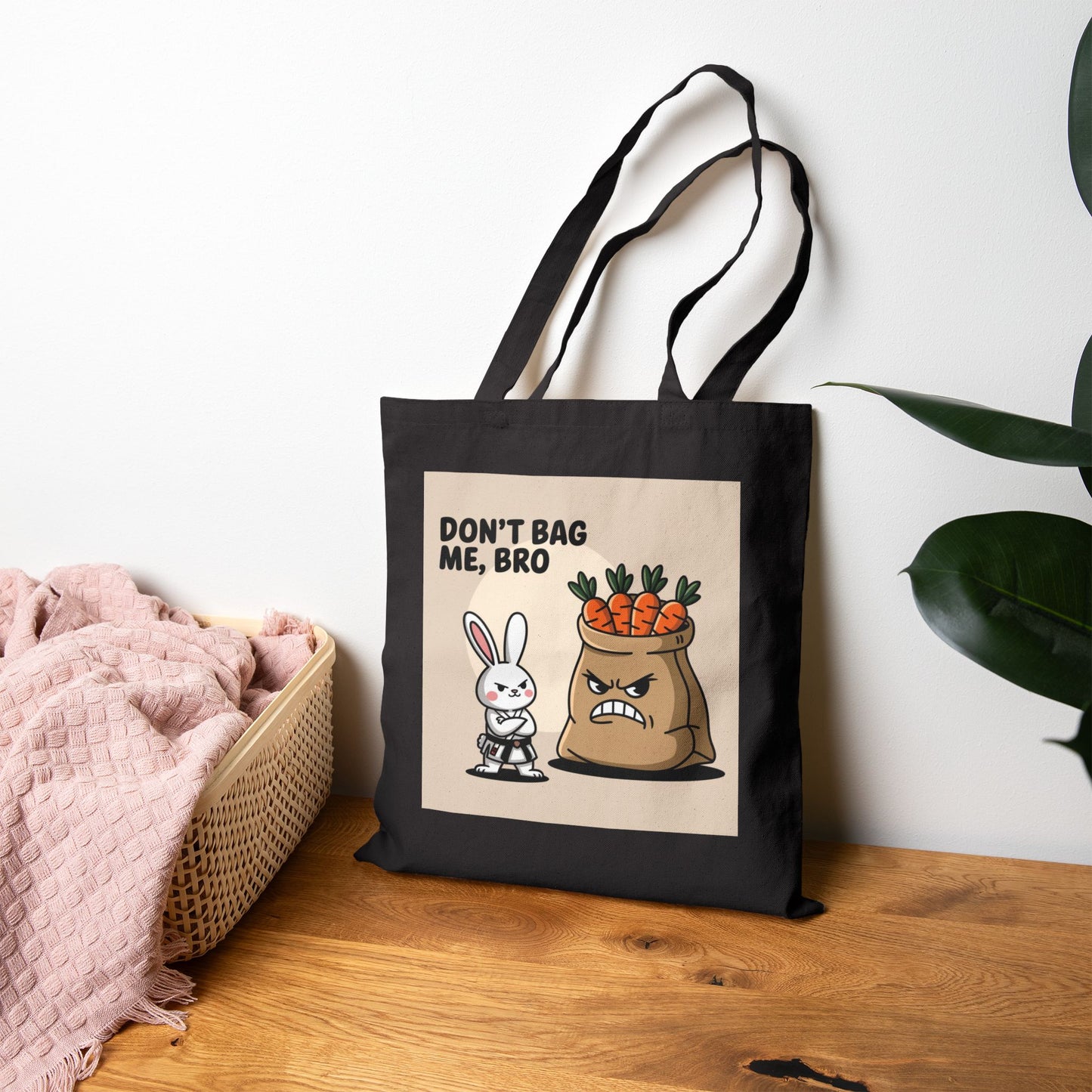 Funny Cotton Canvas Tote Bag - Don't Bag Me, Bro | Reusable Shopping Bag, Eco-Friendly Tote, Gift for Bunny Lovers, Quirky Market Bag
