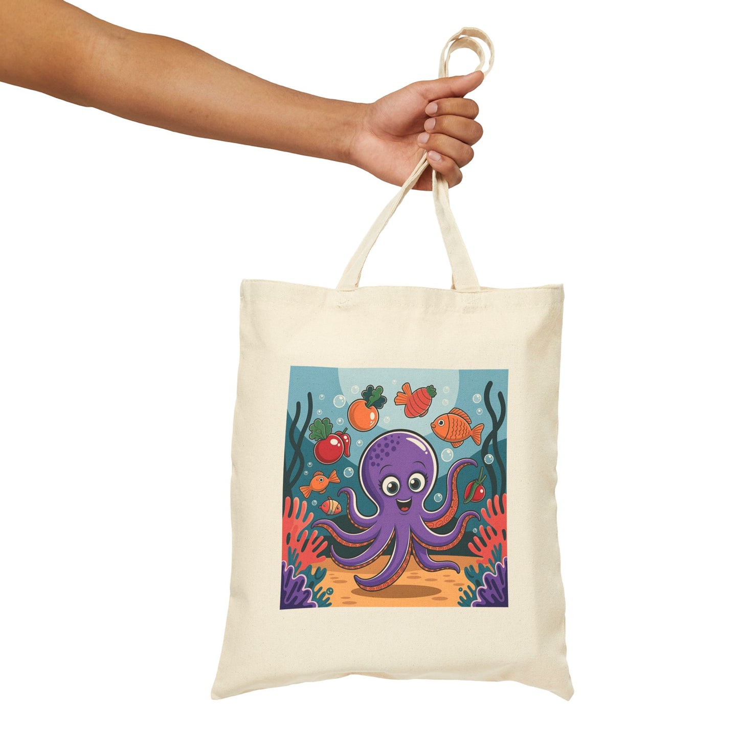 Cute Octopus Tote Bag, Eco-Friendly Shopping Bag, Beach Bag, Gift for Ocean Lovers, Reusable Canvas Tote, Fun Marine Life Art