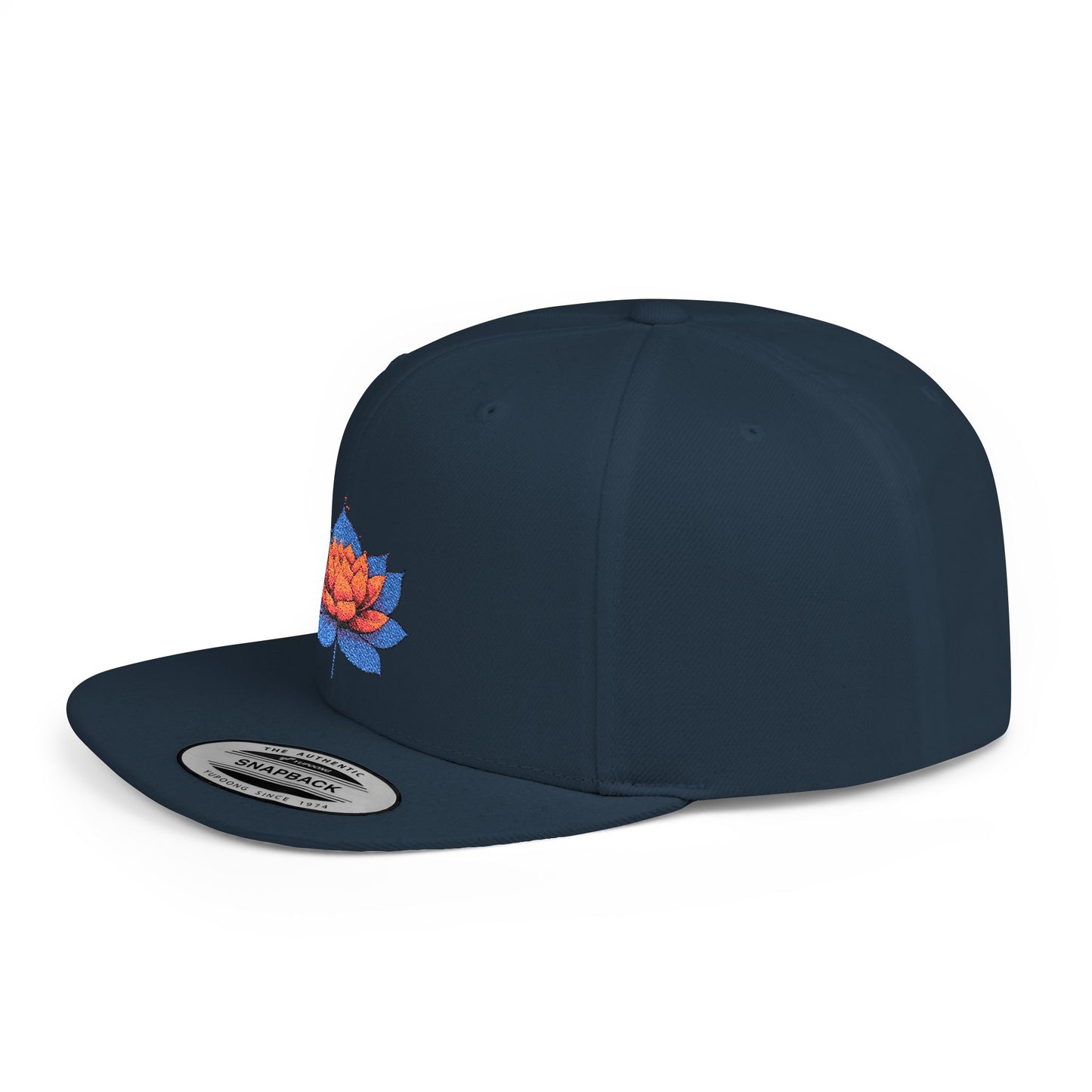 Lotus Flower Flat Bill Snapback Cap - Stylish & Versatile