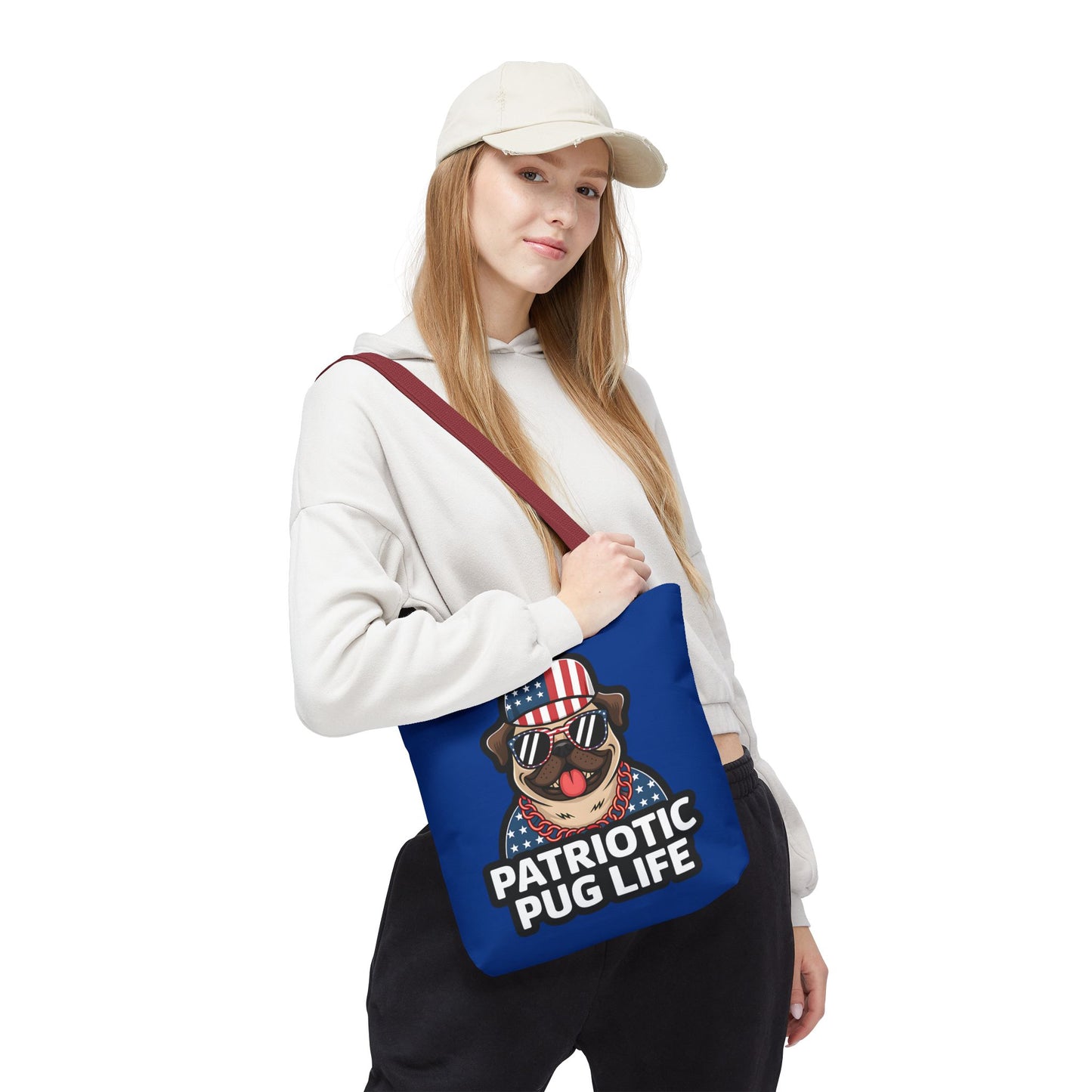 Patriotic Pug Tote Bag, Fun Dog Lover's Accessory, Perfect for Independence Day or Any Celebration