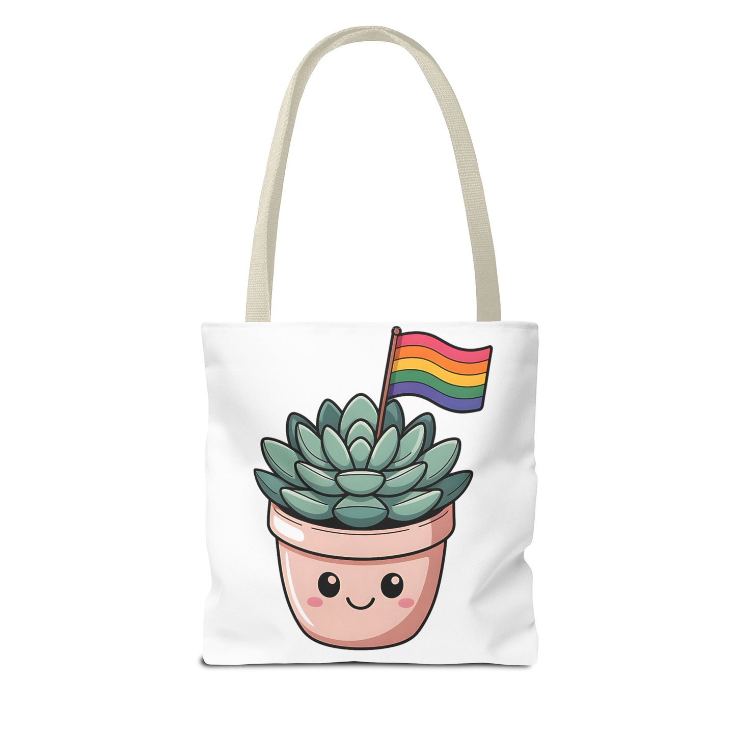 Cute Succulent Tote Bag with Rainbow Flag - Perfect for Pride Events