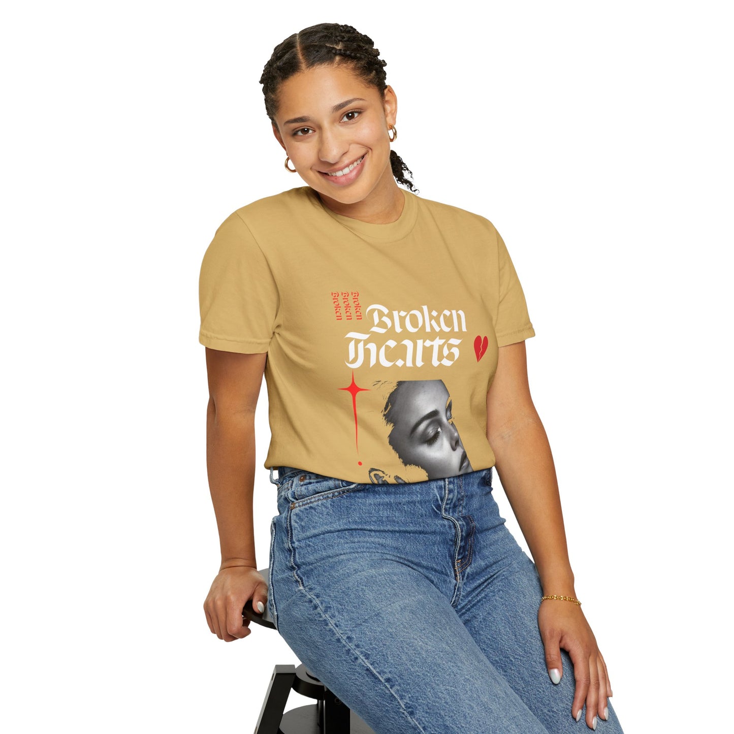Broken Hearts Unisex Garment-Dyed T-Shirt - Trendy Graphic Tee for Casual Looks