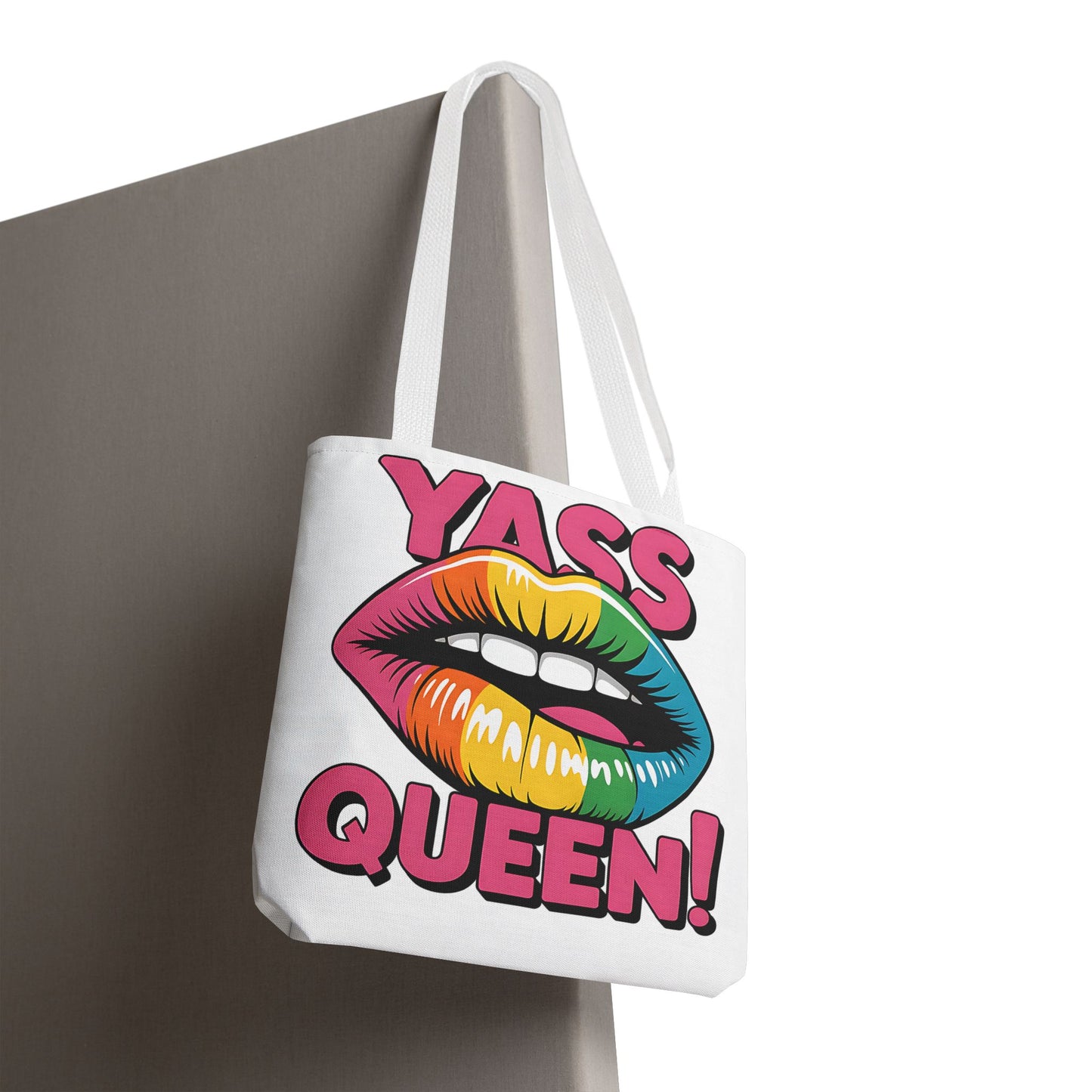 Yass Queen Tote Bag - Rainbow Lips Design for LGBTQ+ Pride and Empowerment
