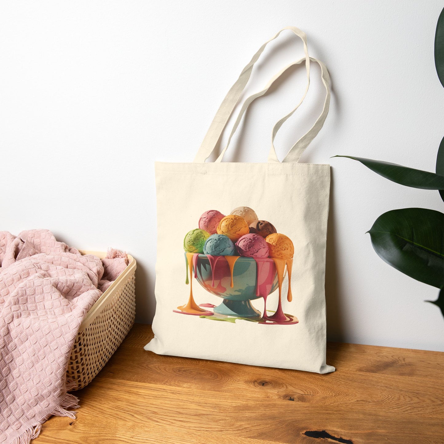 Colorful Ice Cream Tote Bag, Eco-Friendly Shopping Bag, Summer Gift, Beach Bag, Unique Grocery Tote, Fun Picnic Accessory