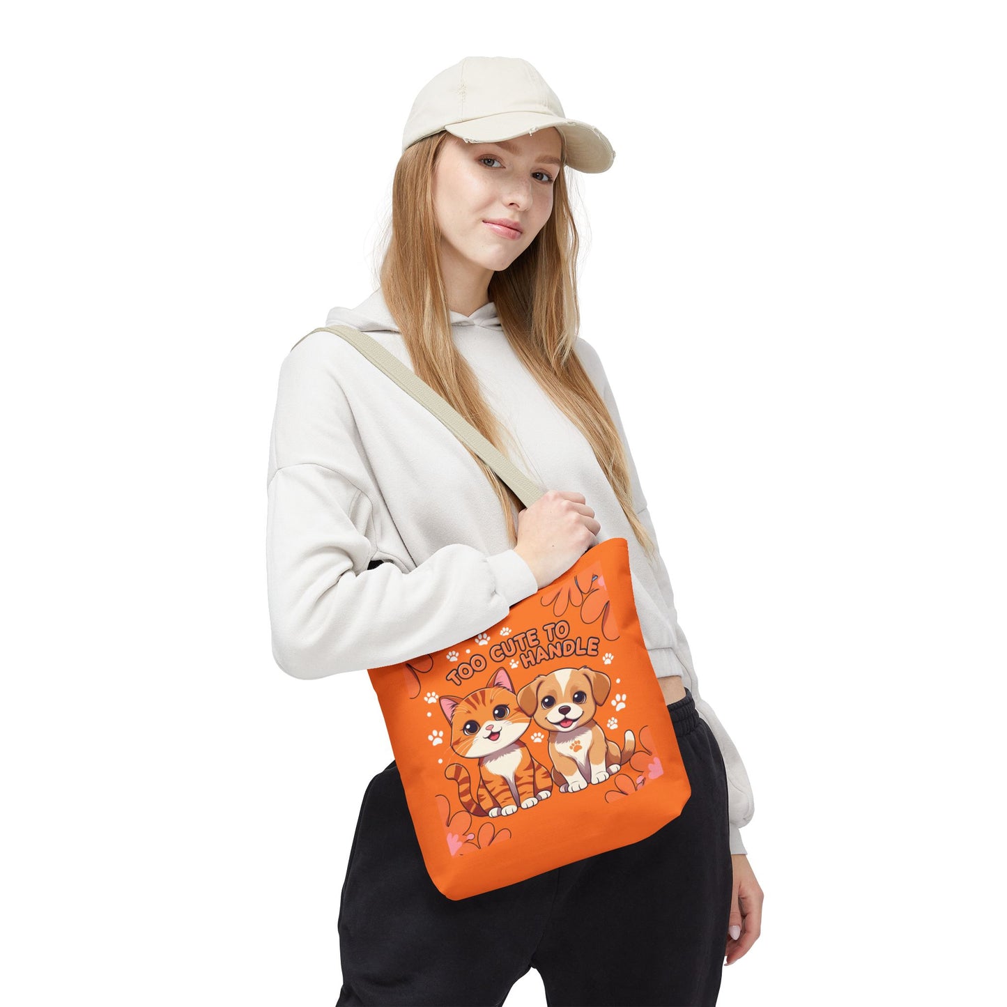 Adorable Pet Lovers Tote Bag, Cute Cat and Dog Design, Perfect Gift for Animal Lovers, Everyday Carry, Pet Adoption Day