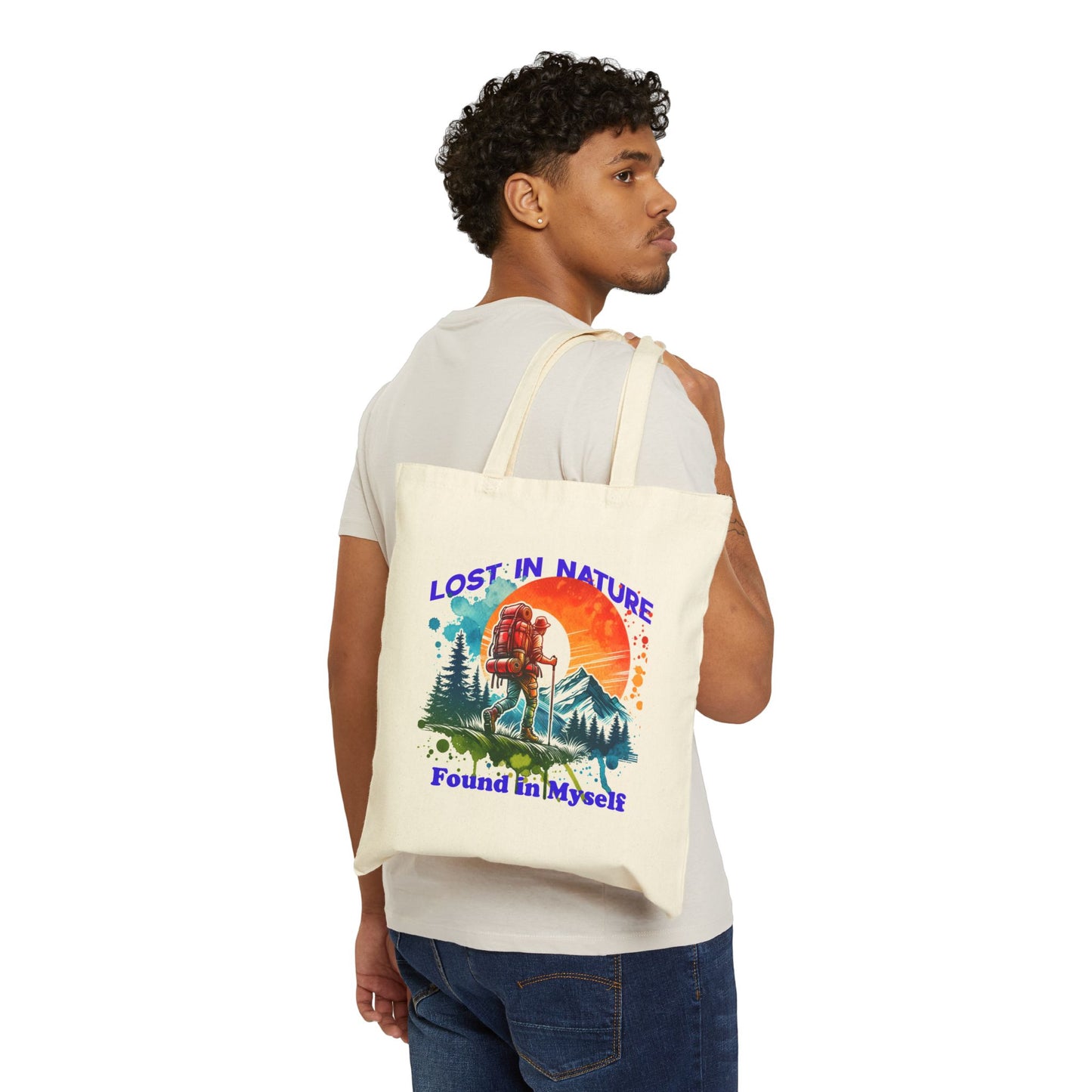 Lost in Nature Cotton Canvas Tote Bag - Eco-Friendly Adventure Carryall