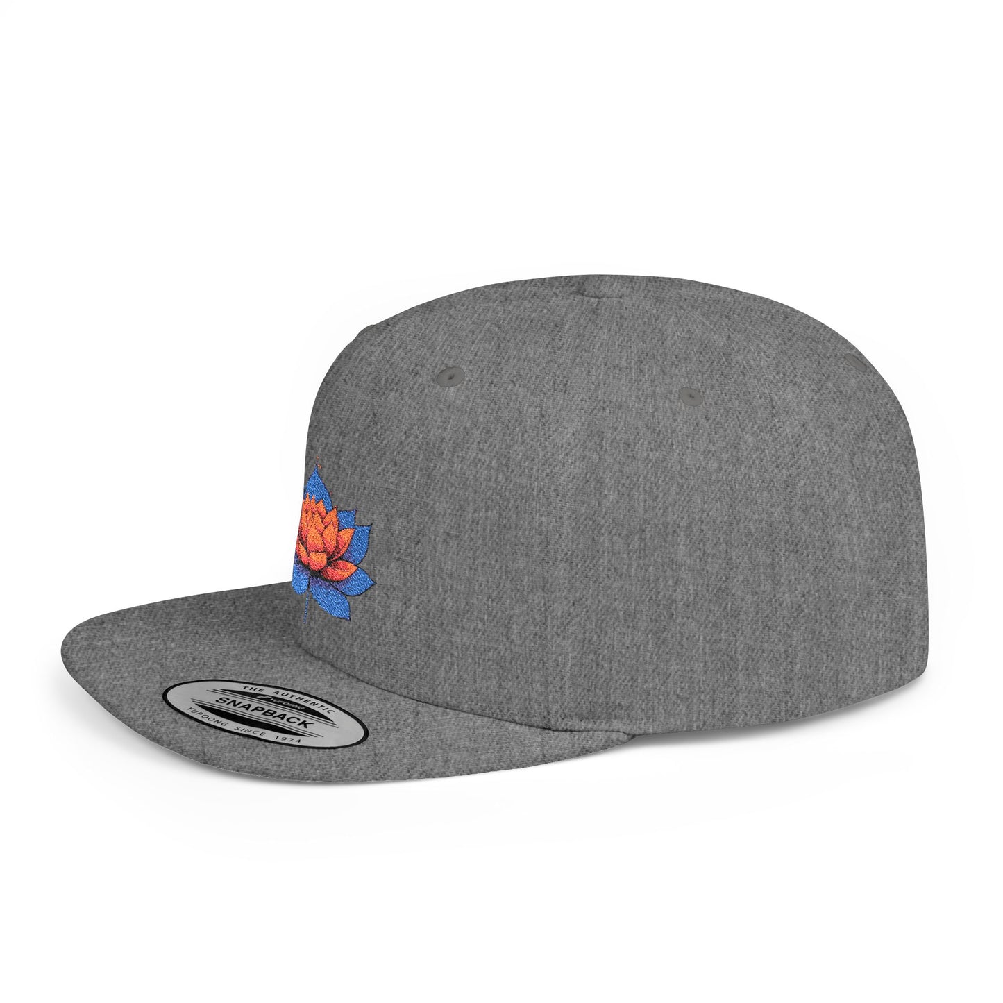 Lotus Flower Flat Bill Snapback Cap - Stylish & Versatile