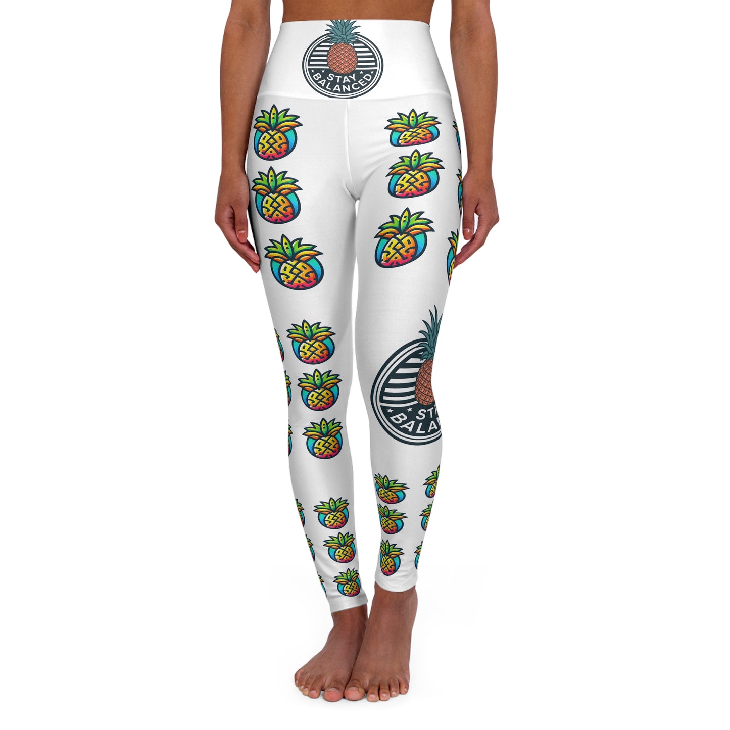Pineapple Print High Waisted Yoga Leggings - Stylish Activewear for Balanced Living