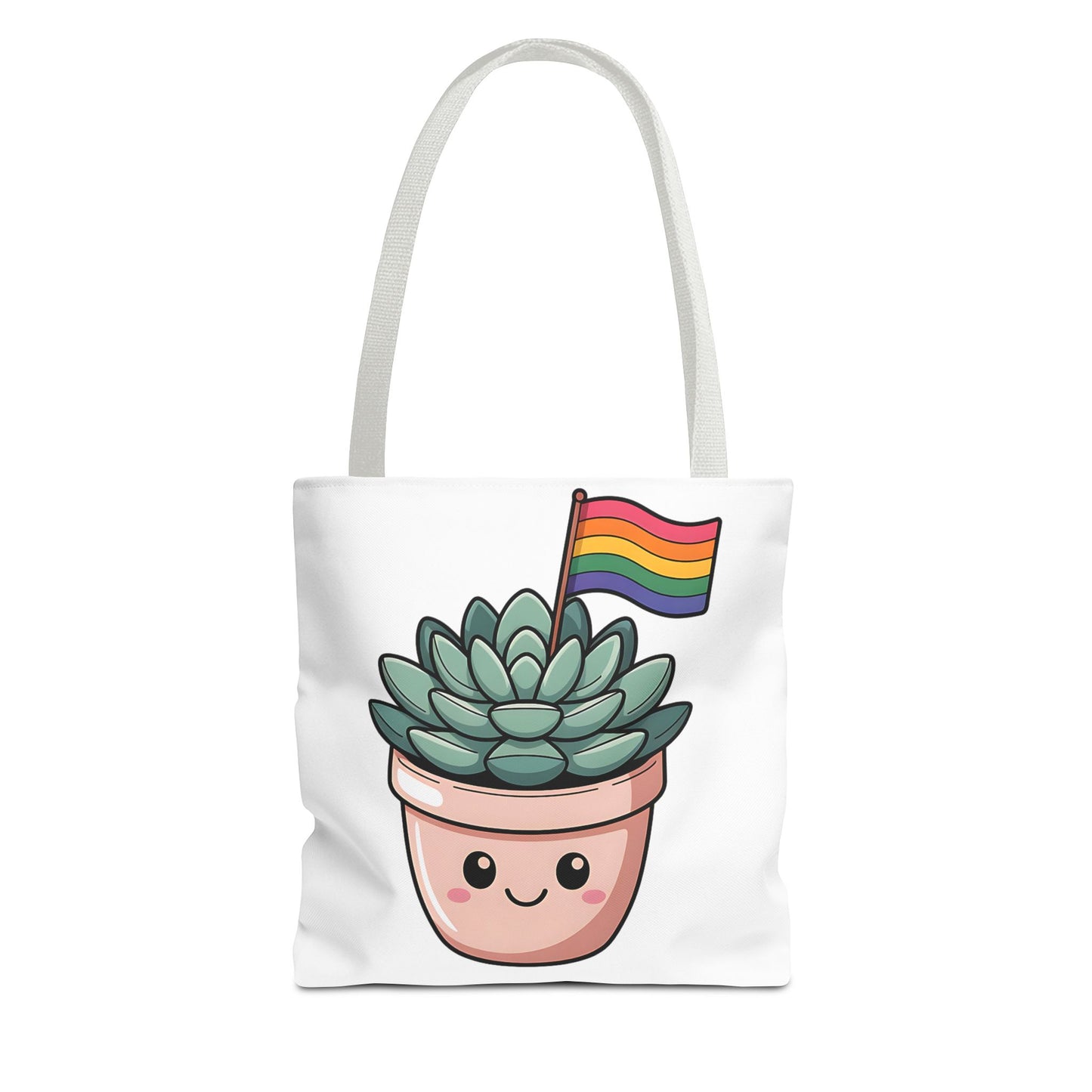 Cute Succulent Tote Bag with Rainbow Flag - Perfect for Pride Events