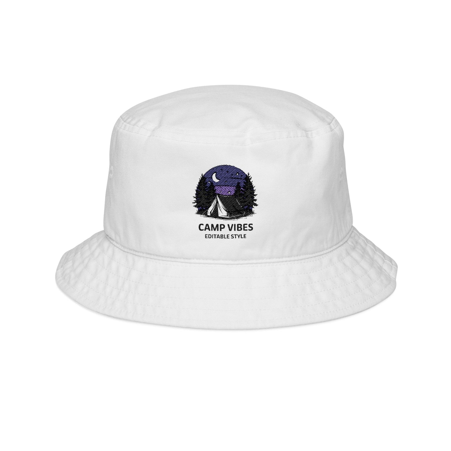 Camp Vibes Embroidered Bucket Hat, Summer Hat, Outdoor Hat, Gift for Campers, Trendy Fashion Accessory